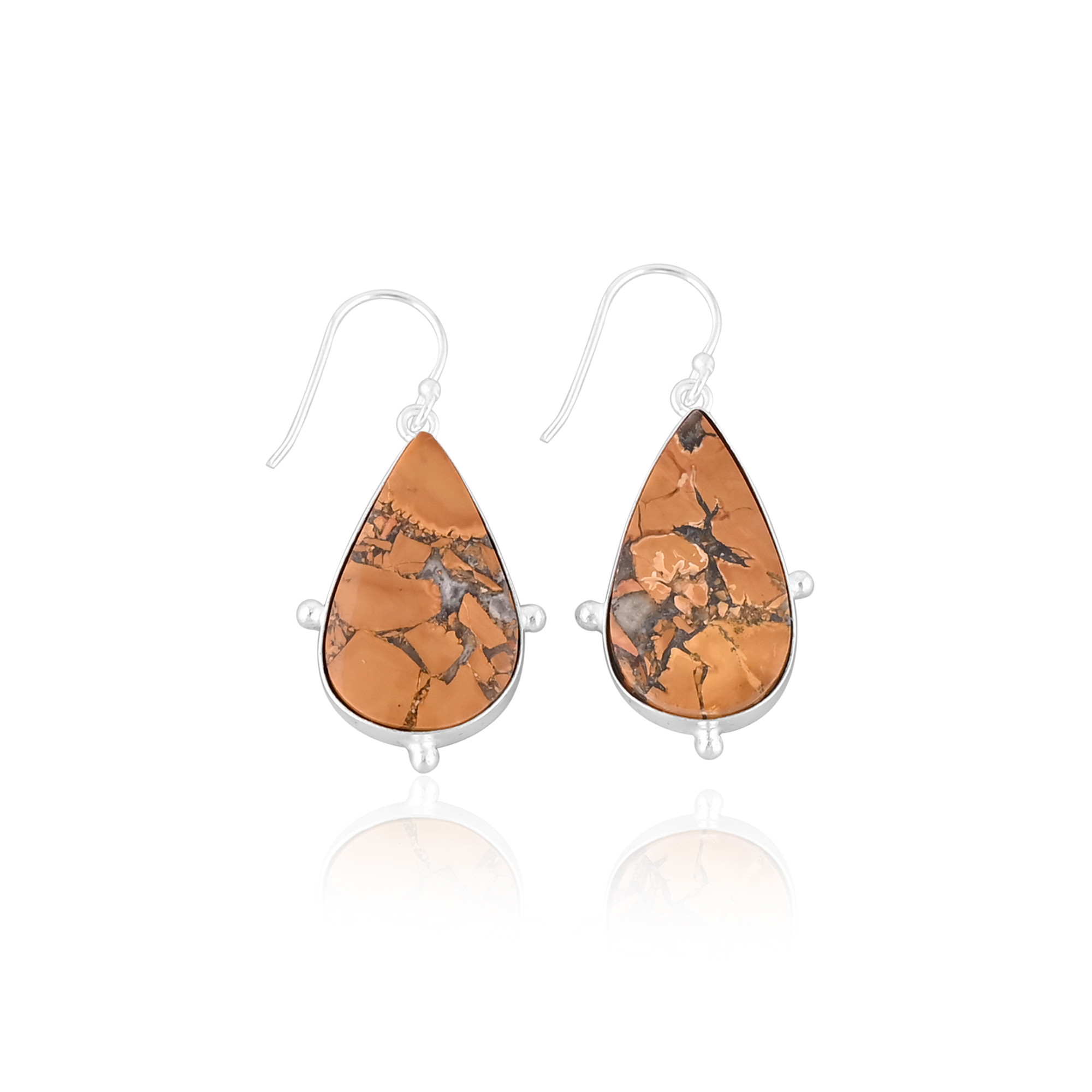 Hot Selling Silver Plated Earring Malinga Jasper Gemstone Earring Fashion Boho Statement Earrings Wholesale Popular Jewelry