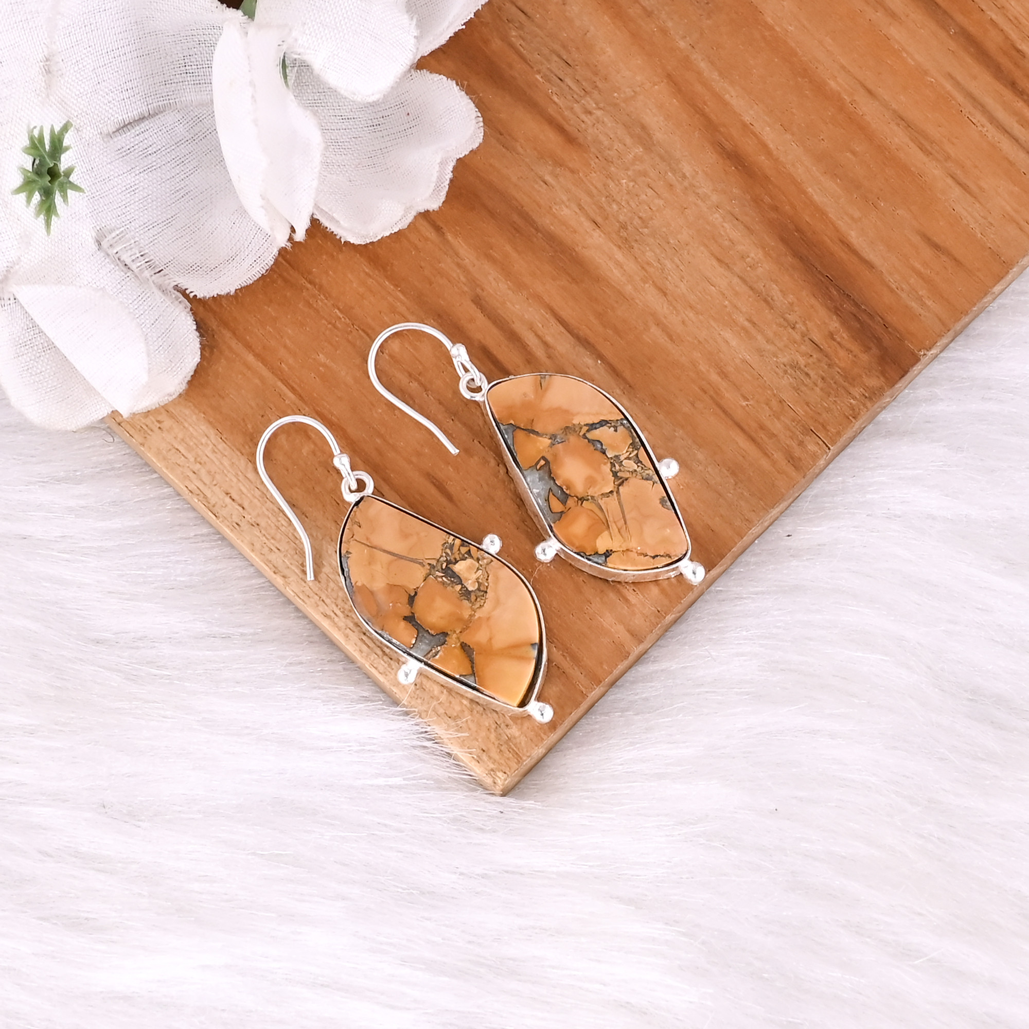New Arrival Boho Malinga Jasper Gemstone Earring Hot Selling Brass Silver Plated Dangle Drop Earrings For Women Gifts Jewelry
