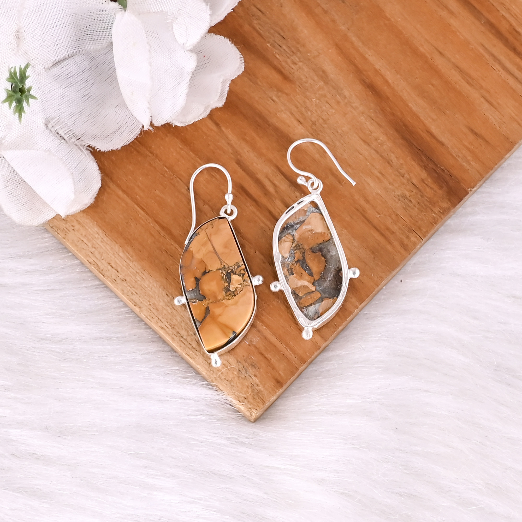 New Arrival Boho Malinga Jasper Gemstone Earring Hot Selling Brass Silver Plated Dangle Drop Earrings For Women Gifts Jewelry