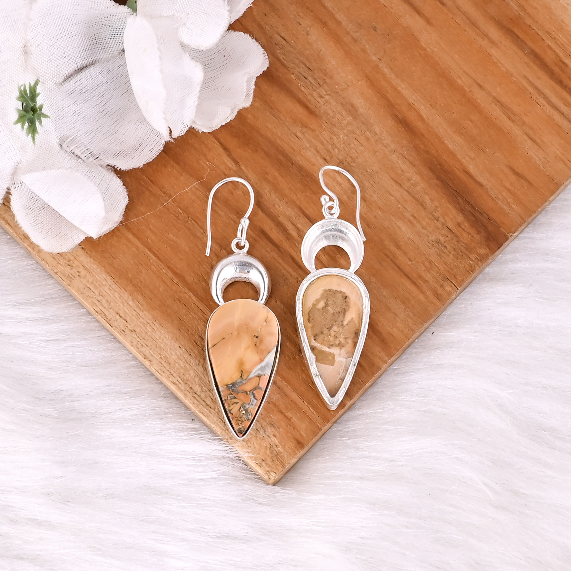 New Arrival Boho Malinga Jasper Gemstone Earring Hot Selling Brass Silver Plated Dangle Drop Earrings For Women Gifts Jewelry