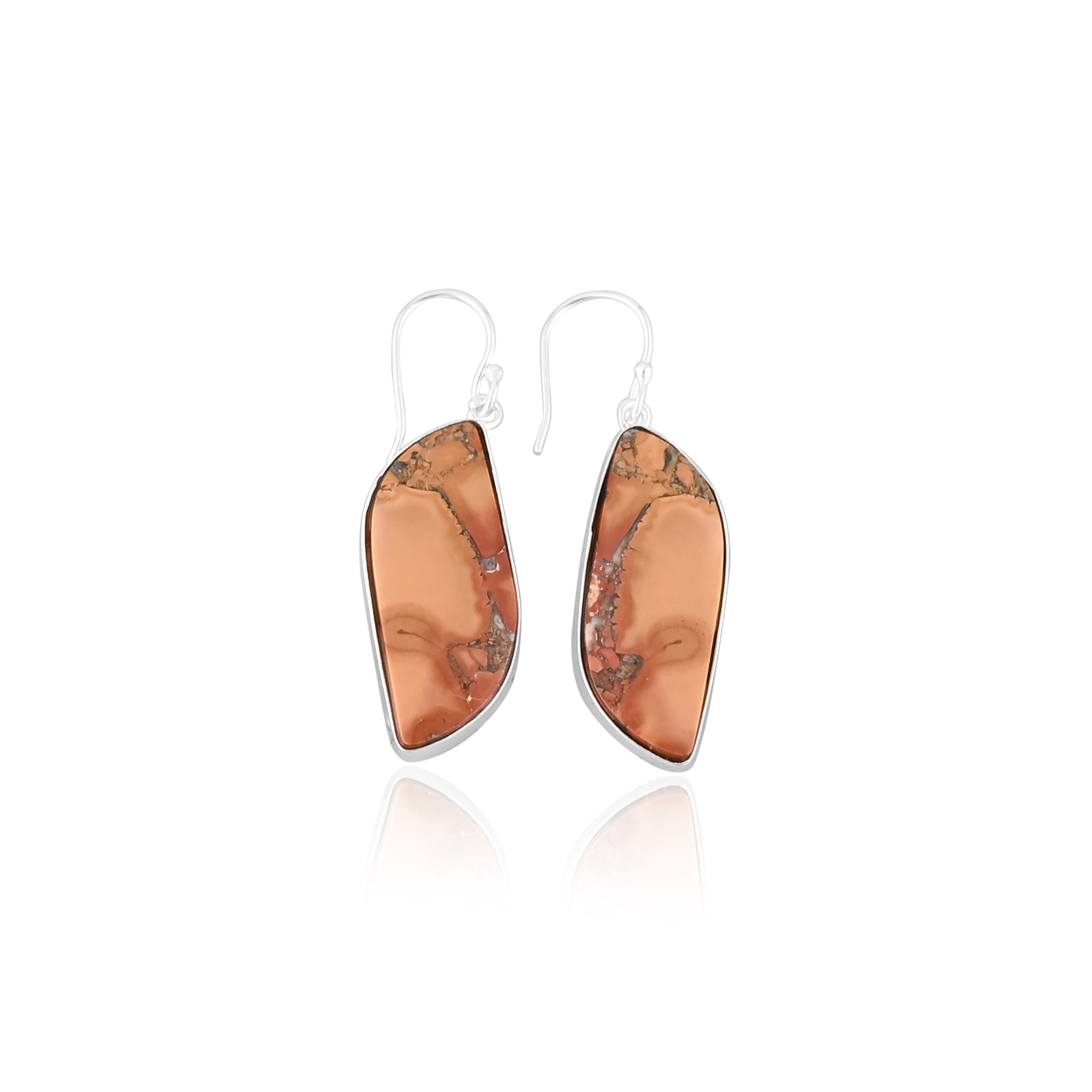 Classic Malinga Jasper Gemstone Silver Plated Brass Dangle Earrings Trendy Style Christian Womens Party Wedding