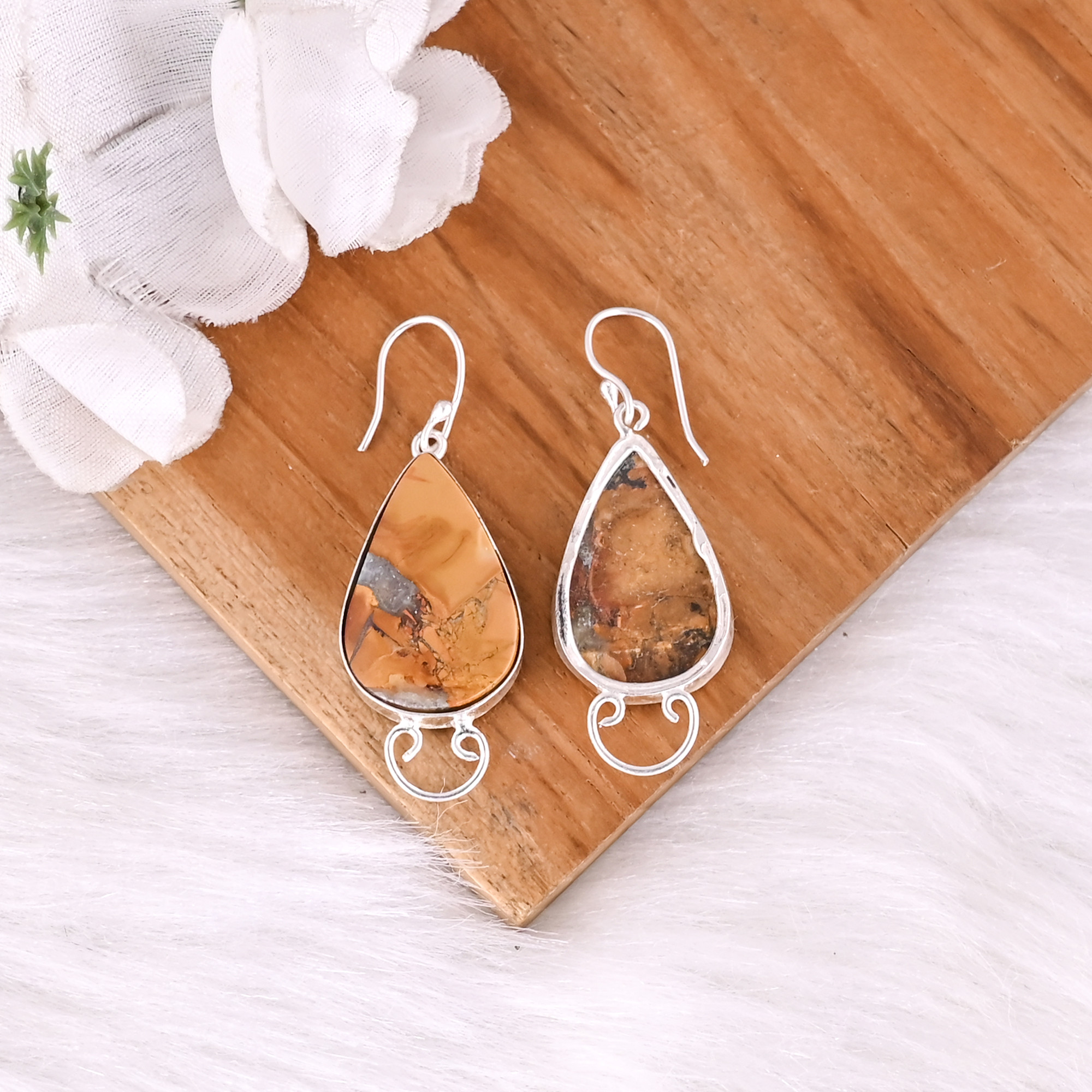 Womens Bohemian Style Brass Malinga Jasper Stone Drop Earrings Fashionable Gift for Weddings Engagements Parties Anniversaries