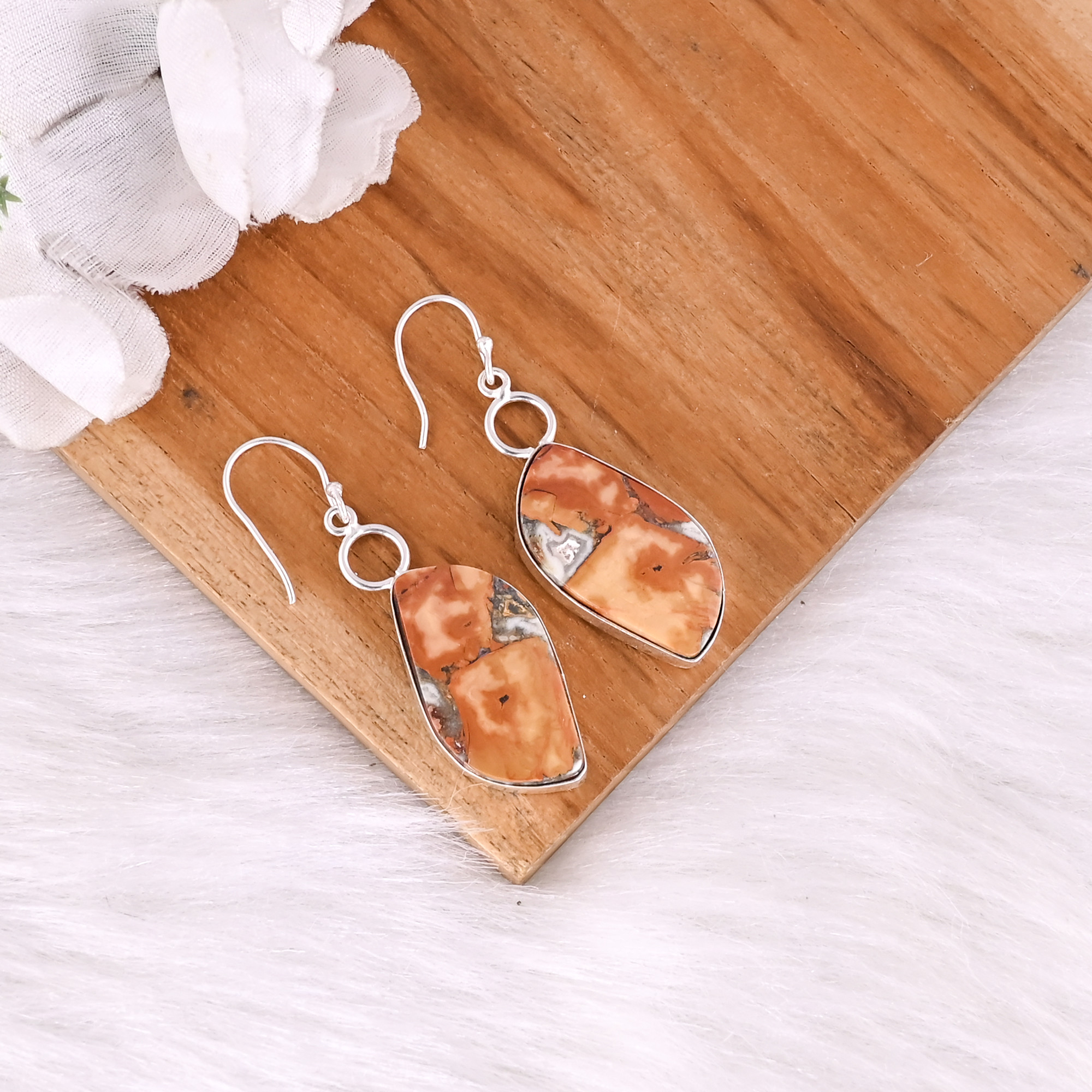 Boho Malinga Jasper Gemstone Earring Hot Selling Brass Silver Plated Dangle Drop Earrings For Women Gifts Jewelry