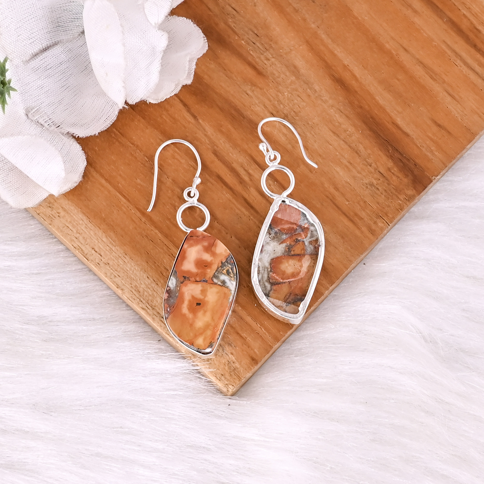 Boho Malinga Jasper Gemstone Earring Hot Selling Brass Silver Plated Dangle Drop Earrings For Women Gifts Jewelry
