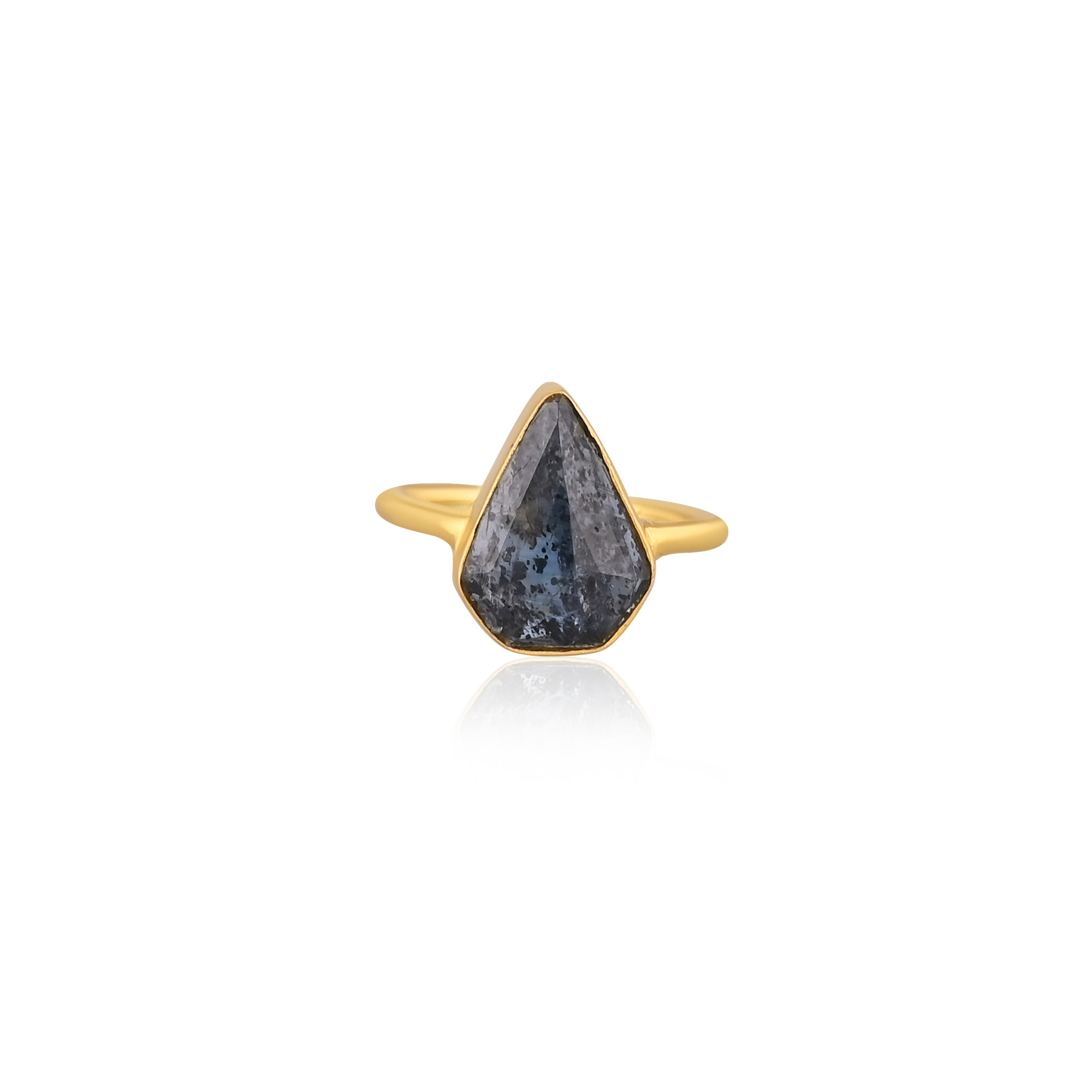 925 Sterling Solid Silver Natural Moss Kyanite Gemstone Kite Shape Handmade Yellow Gold Plated Birthday Anniversary Gift