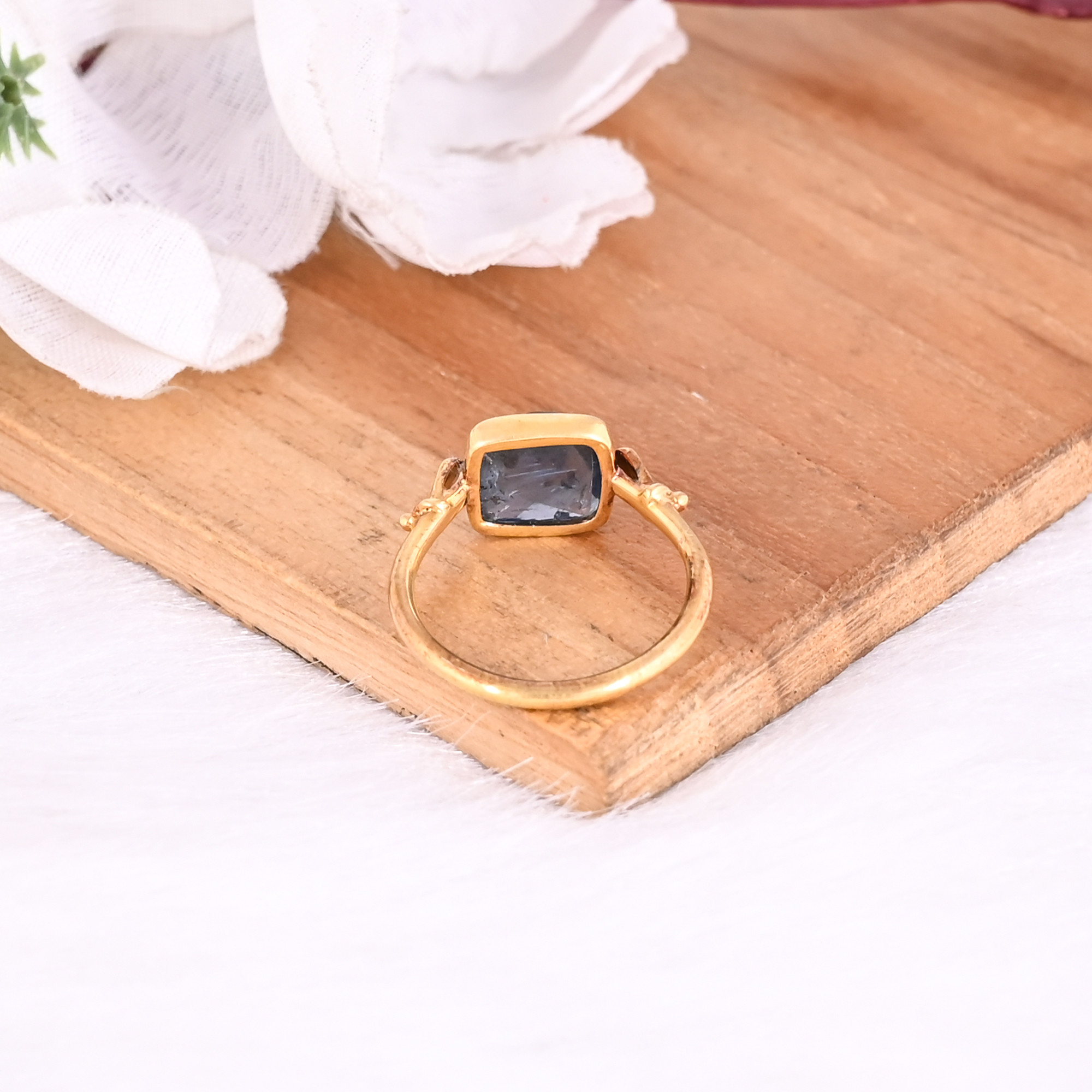 925 Sterling Solid Silver Natural Moss Kyanite Cushion Gemstone Handmade Stackable Gold Plated Designer Ring