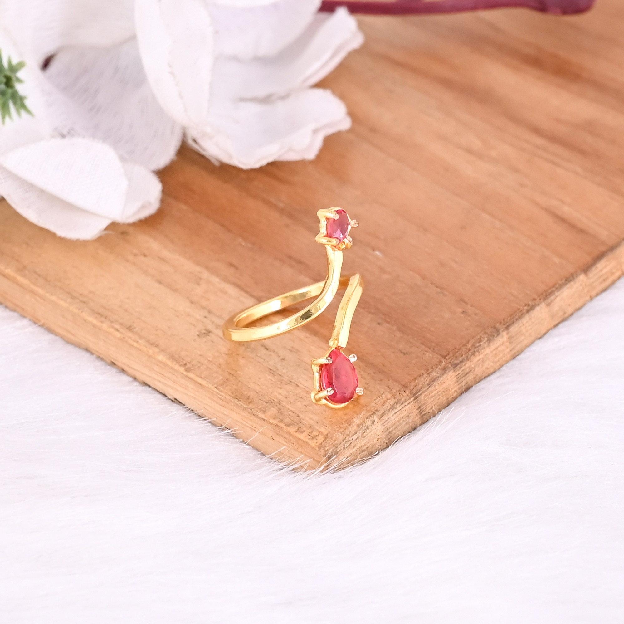 925 Sterling Silver Pink Tourmaline Hydro Handmade Yellow Gold Plated Ring Fine Jewelry Wholesale Rings