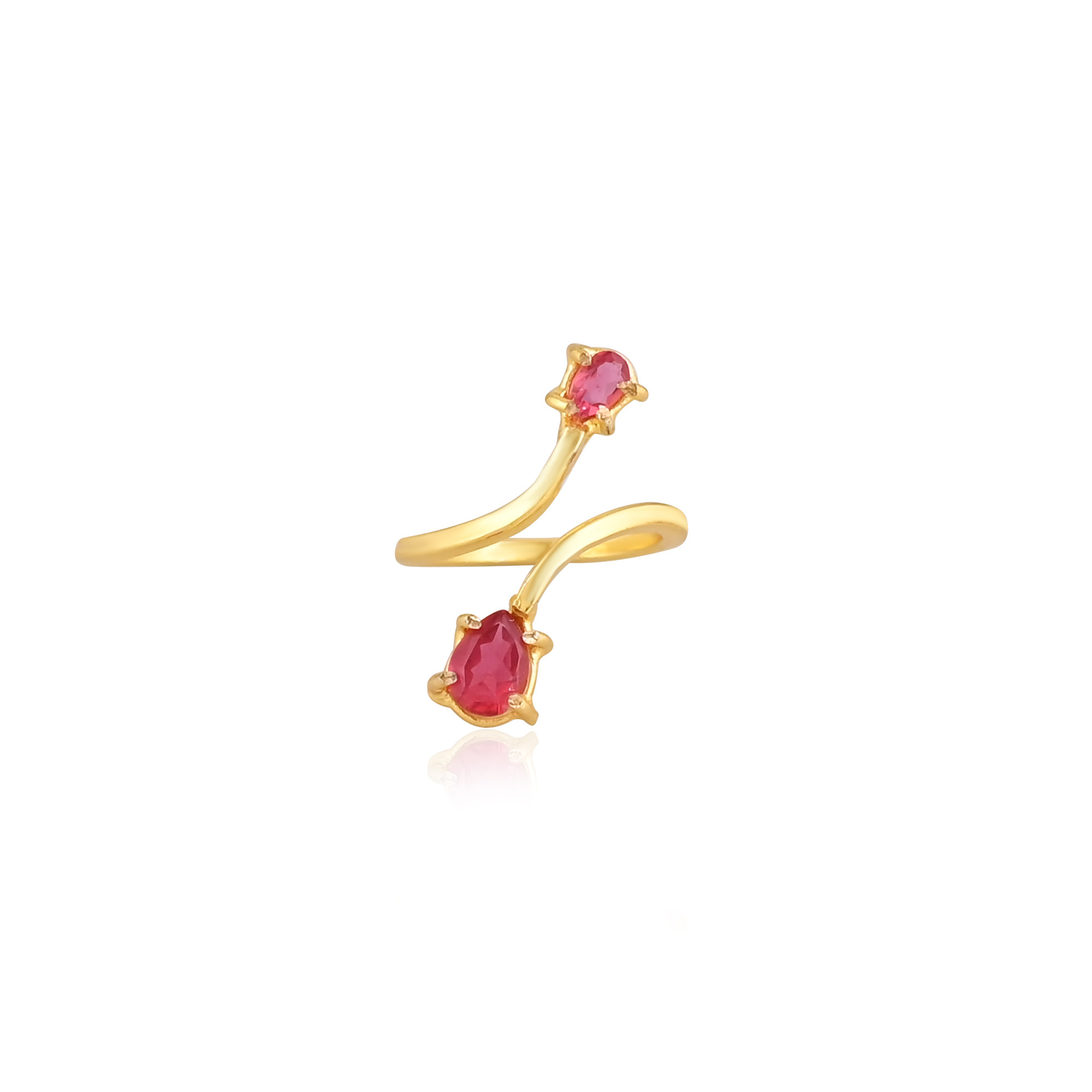 925 Sterling Silver Pink Tourmaline Hydro Handmade Yellow Gold Plated Ring Fine Jewelry Wholesale Rings