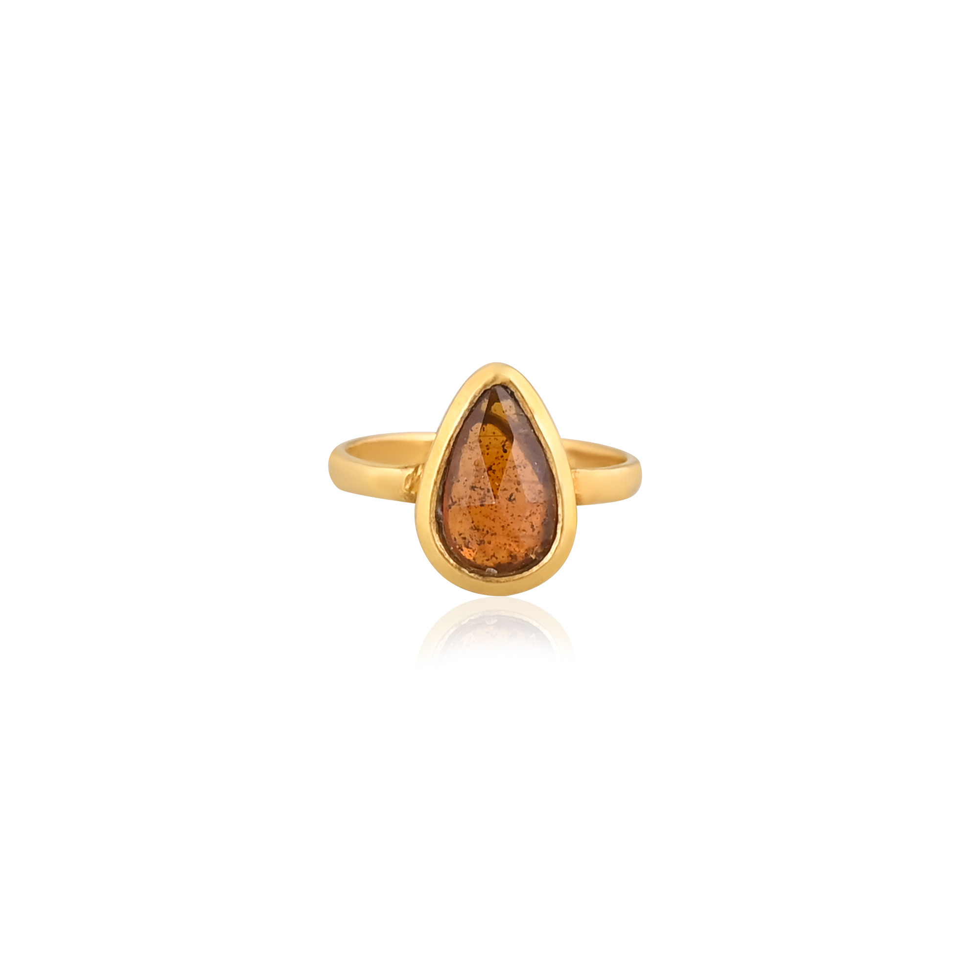 925 Sterling Silver Natural Orange Kyanite Pear Shape Gemstone Adjustable Fine Ring Jewelry Minimalist Jewelry
