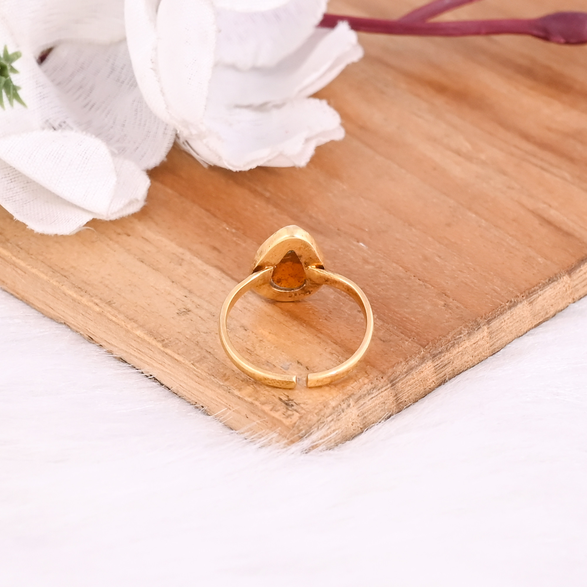 925 Sterling Silver Natural Orange Kyanite Pear Shape Gemstone Adjustable Fine Ring Jewelry Minimalist Jewelry