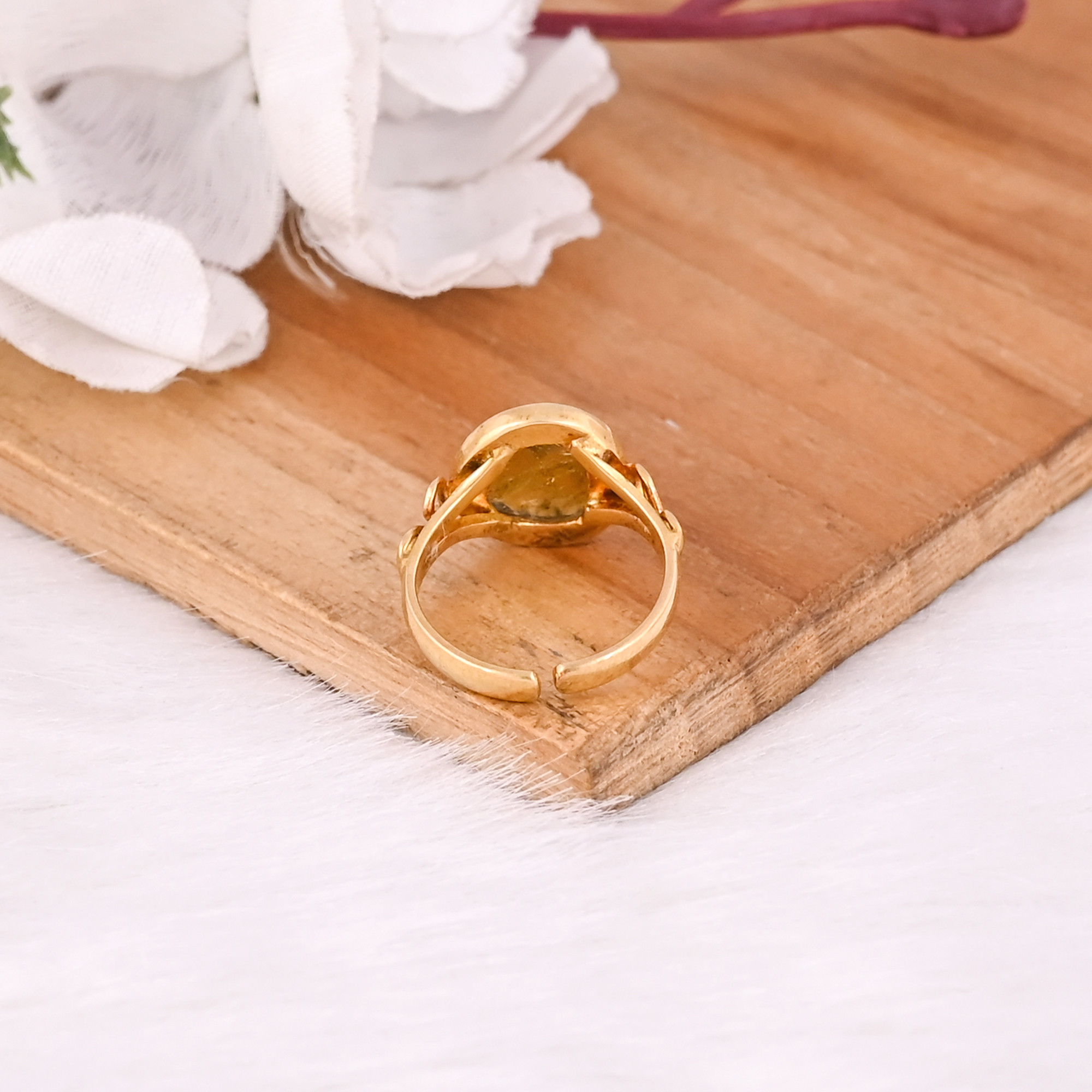 925 Sterling Solid Silver Natural Tourmaline Gemstone Handmade Adjustable Gold Plated Boho Designer Ring Jewelry