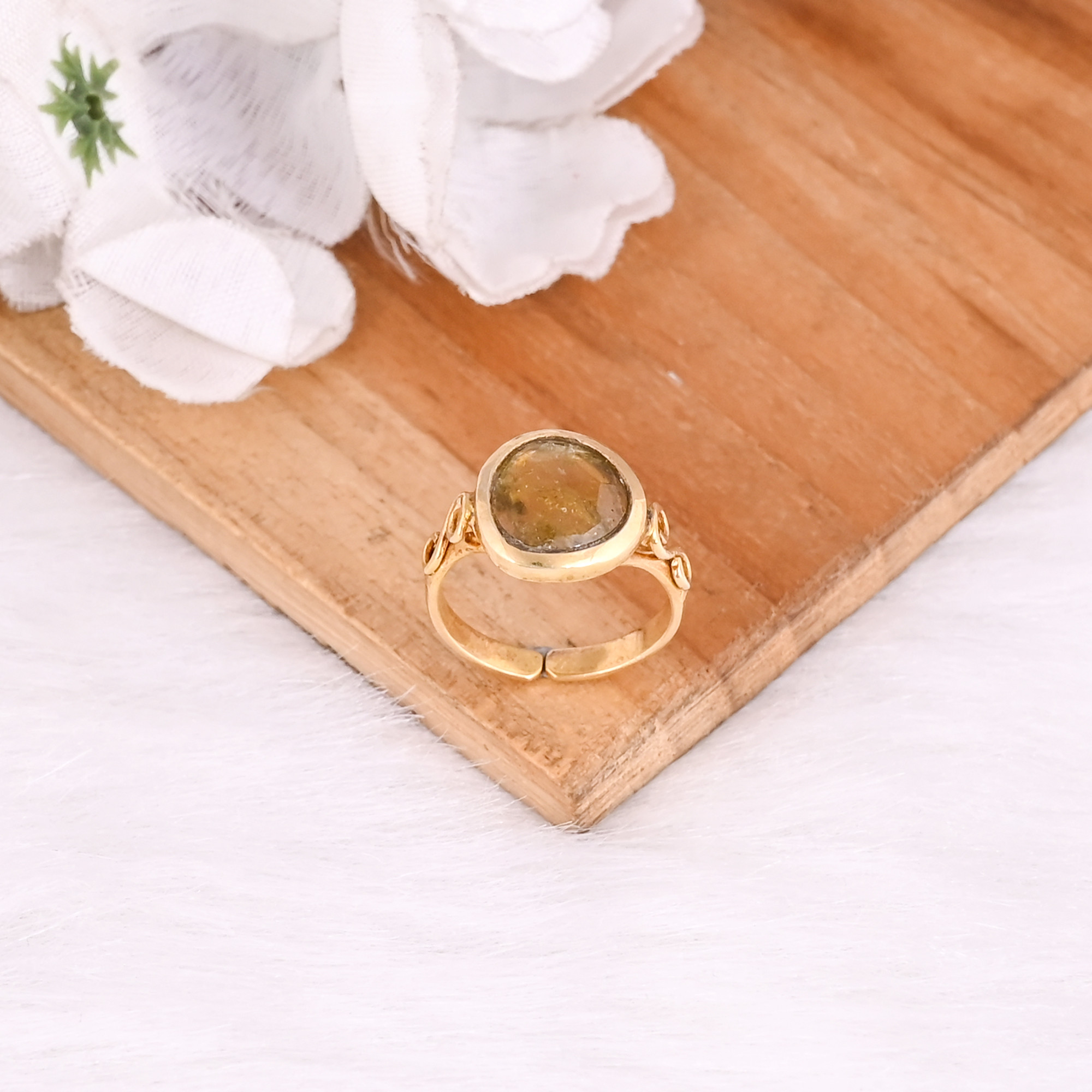 925 Sterling Solid Silver Natural Tourmaline Gemstone Handmade Adjustable Gold Plated Boho Designer Ring Jewelry