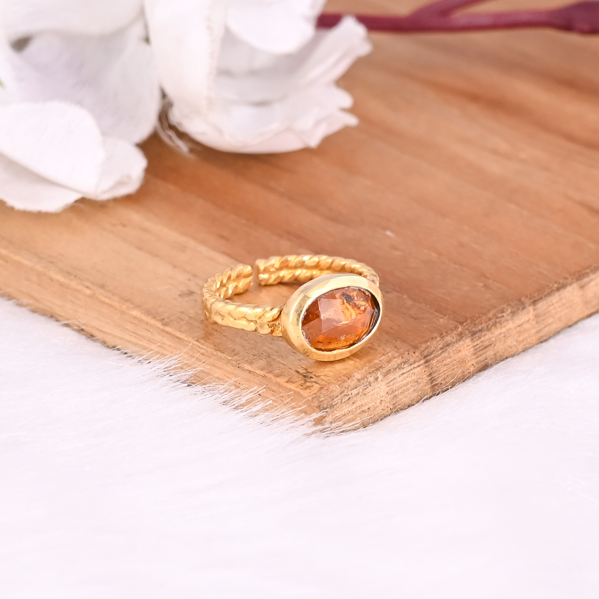 Natural Tourmaline Gemstone Solid 925 Sterling Silver Yellow Gold Plated Designer Band Adjustable Ring