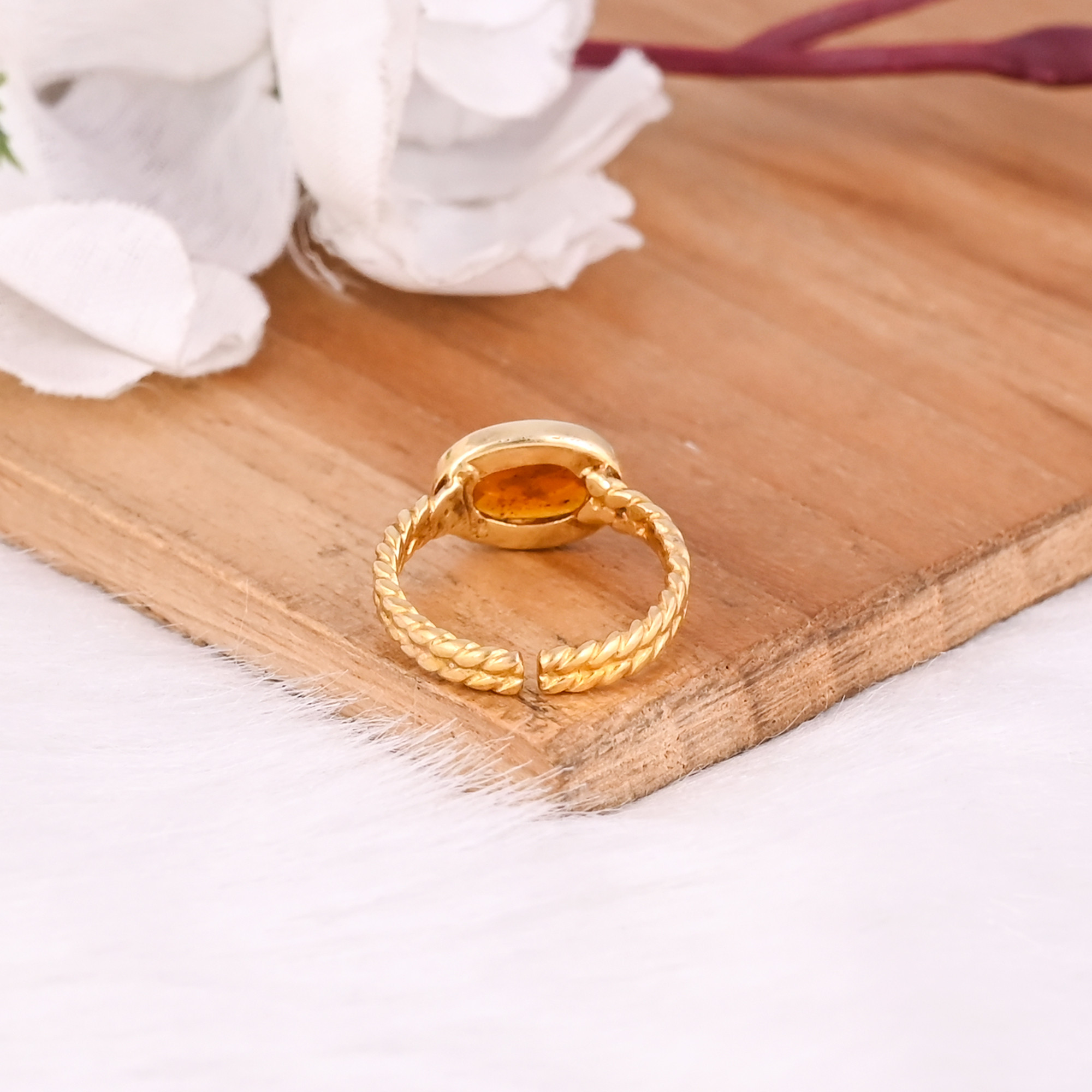Natural Tourmaline Gemstone Solid 925 Sterling Silver Yellow Gold Plated Designer Band Adjustable Ring