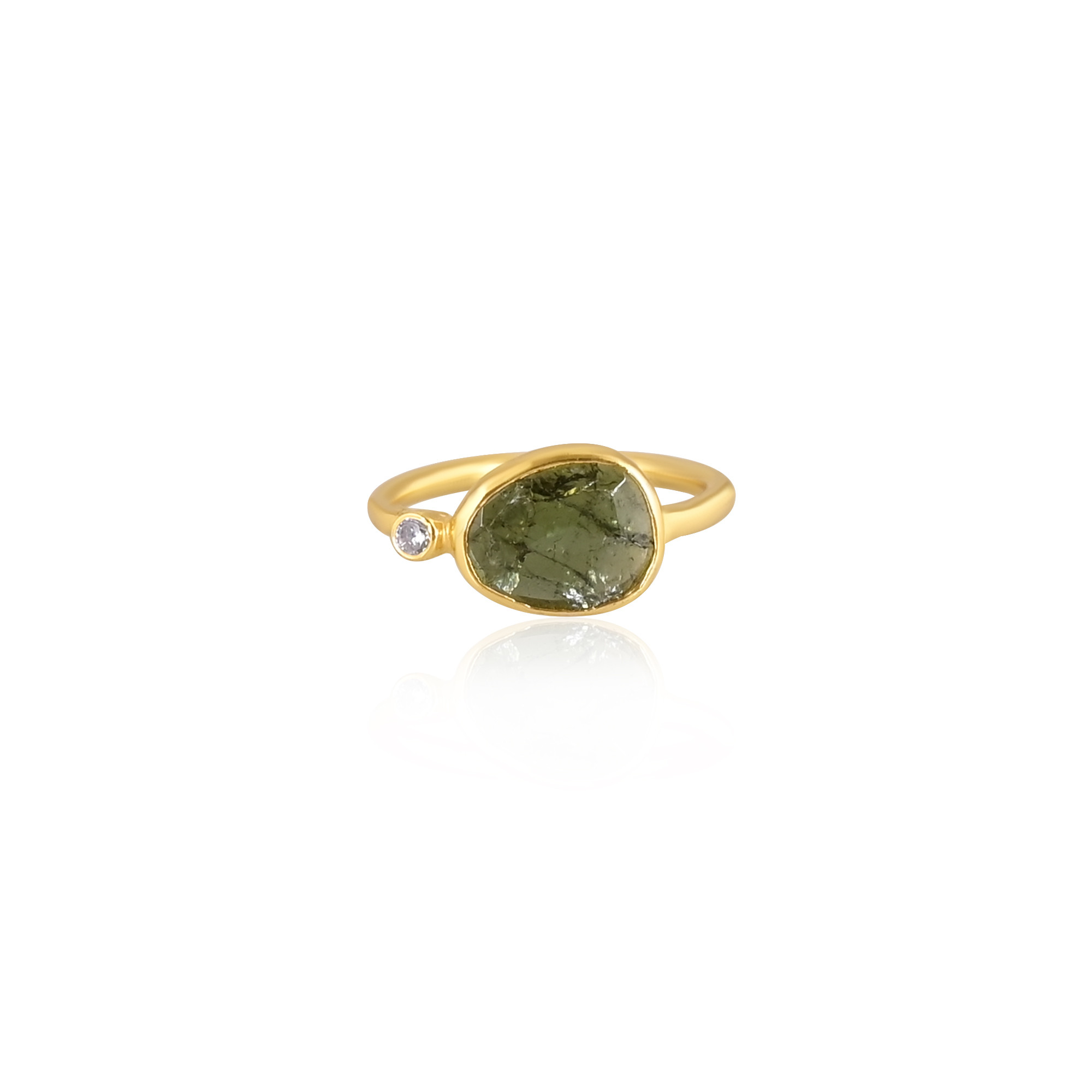 925 Sterling Solid Silver Green Kyanite Gemstone Handmade Designer Stackable Womens Designer Ring