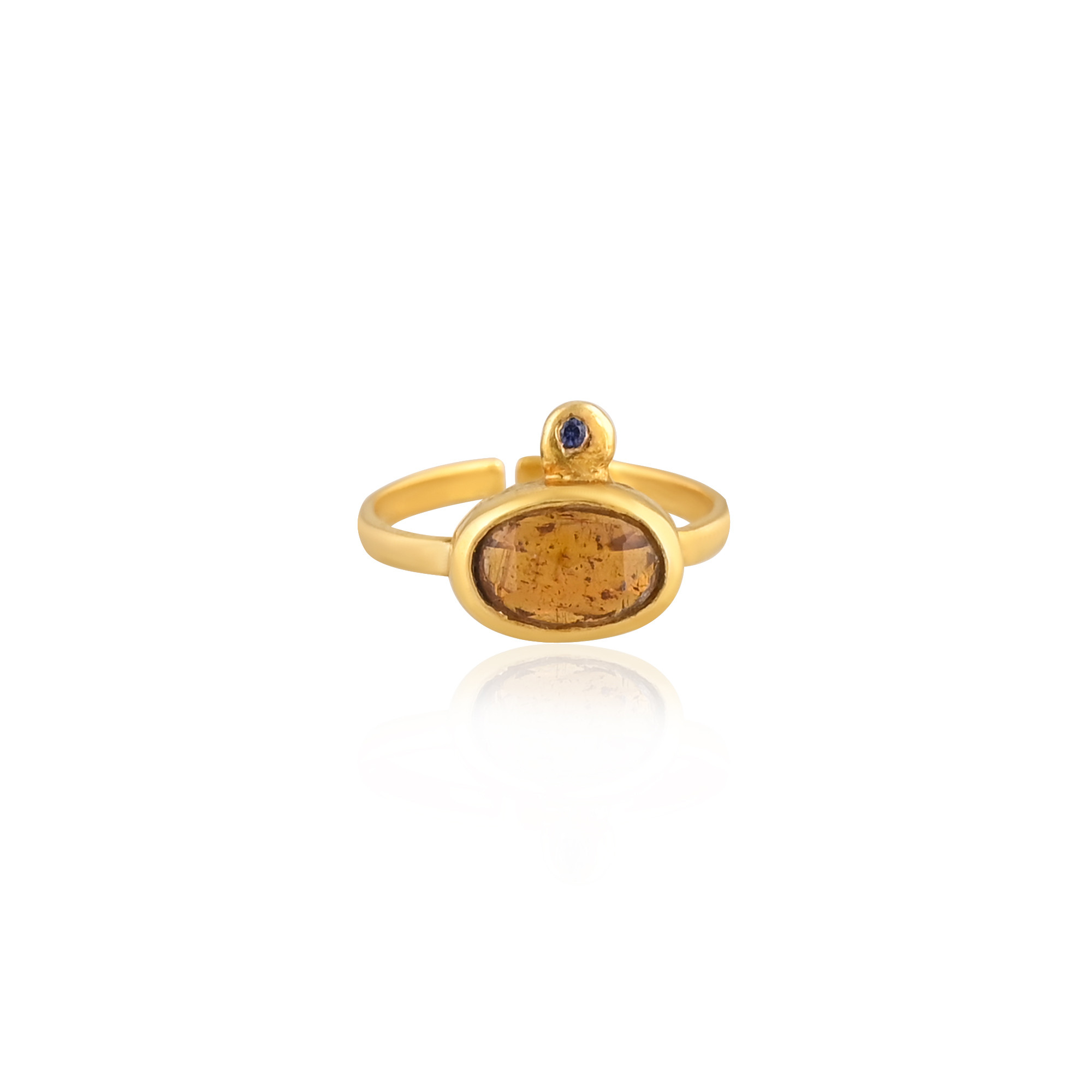 925 Sterling Solid Silver Natural Tourmaline Gemstone Adjustable Yellow Gold Plated Statement Ring Custom Jewelry