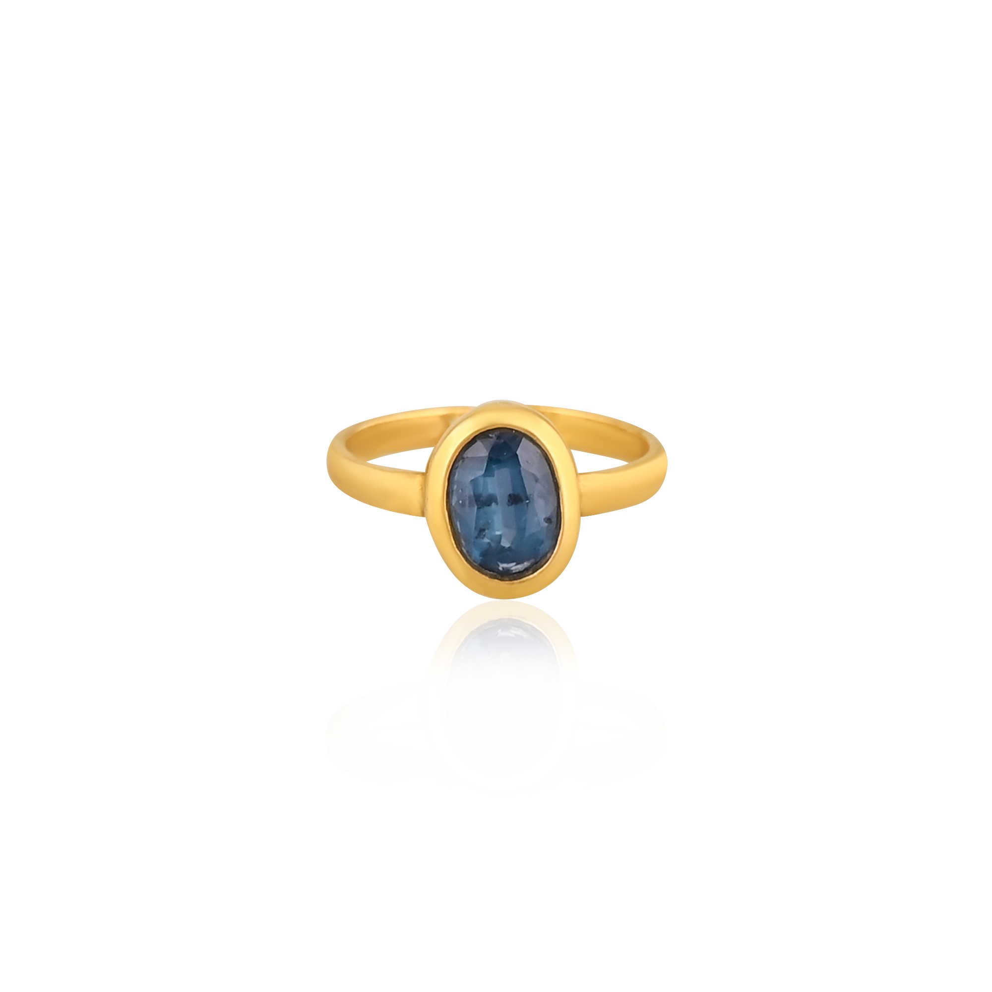Solid 925 Sterling Silver Natural Mint Kyanite Gemstone Yellow Gold Plated Adjustable Womens Designer Ring