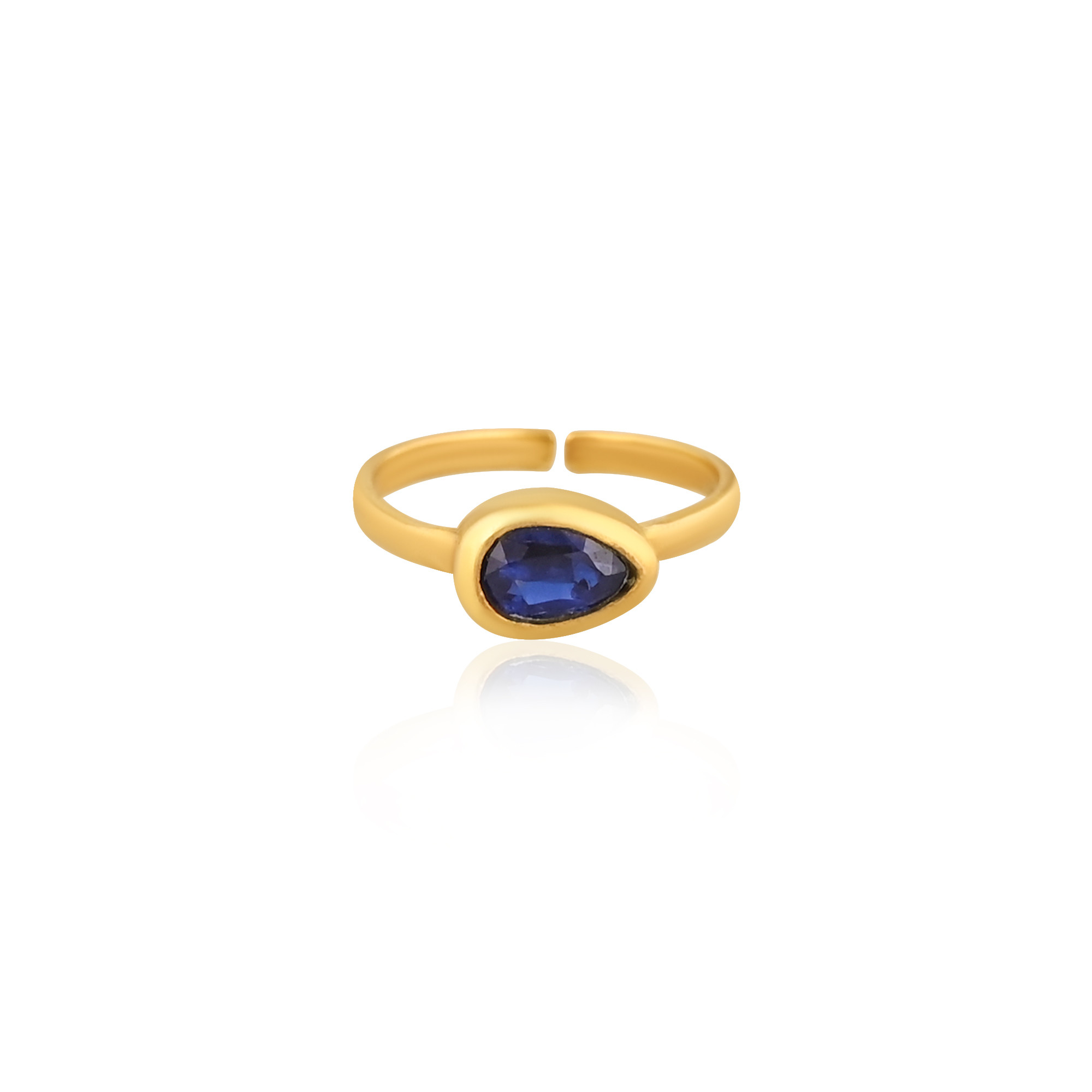 Natural Kyanite Gemstone Solid 925 Sterling Silver Yellow Gold Plated Adjustable Ring Fine Jewelry