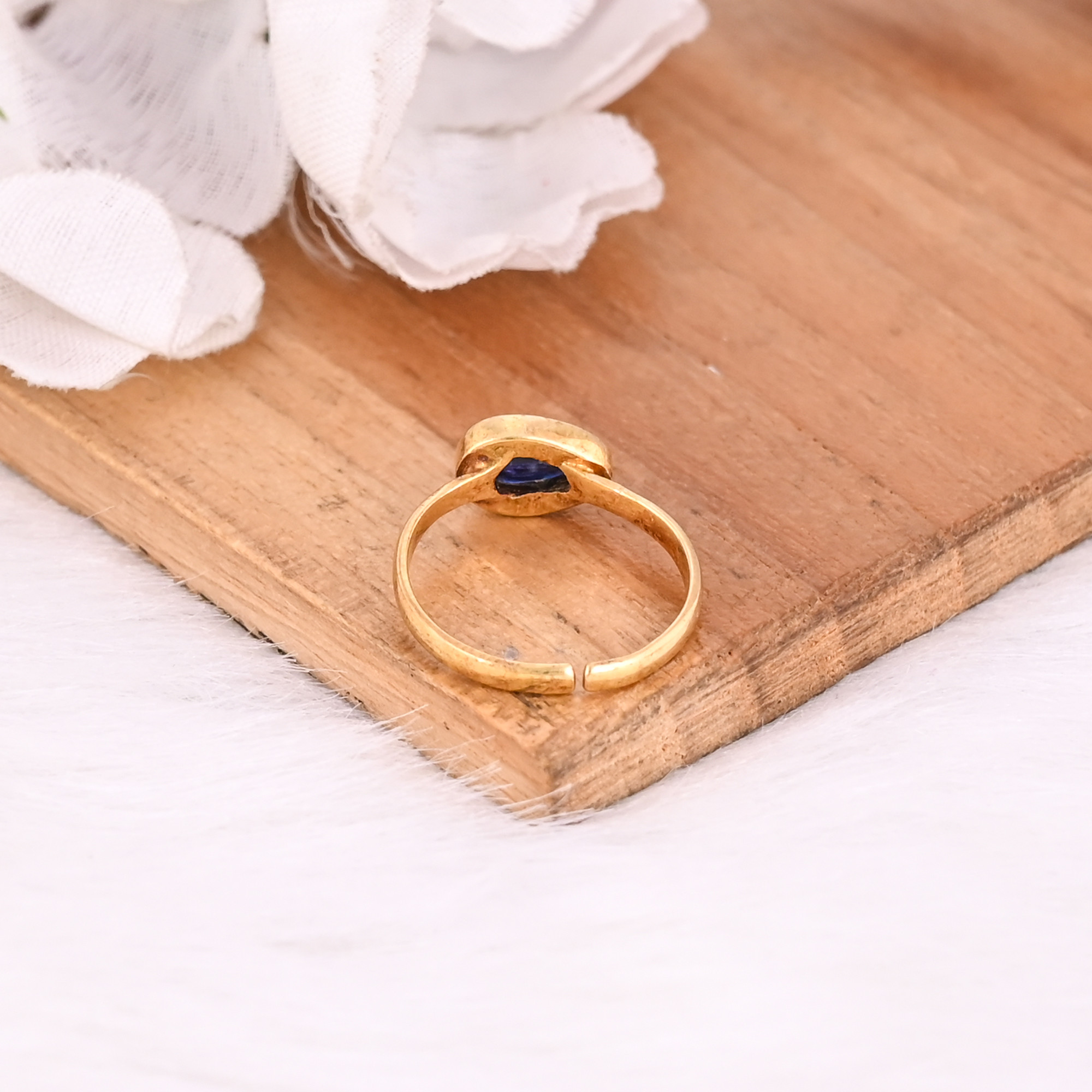 Natural Kyanite Gemstone Solid 925 Sterling Silver Yellow Gold Plated Adjustable Ring Fine Jewelry