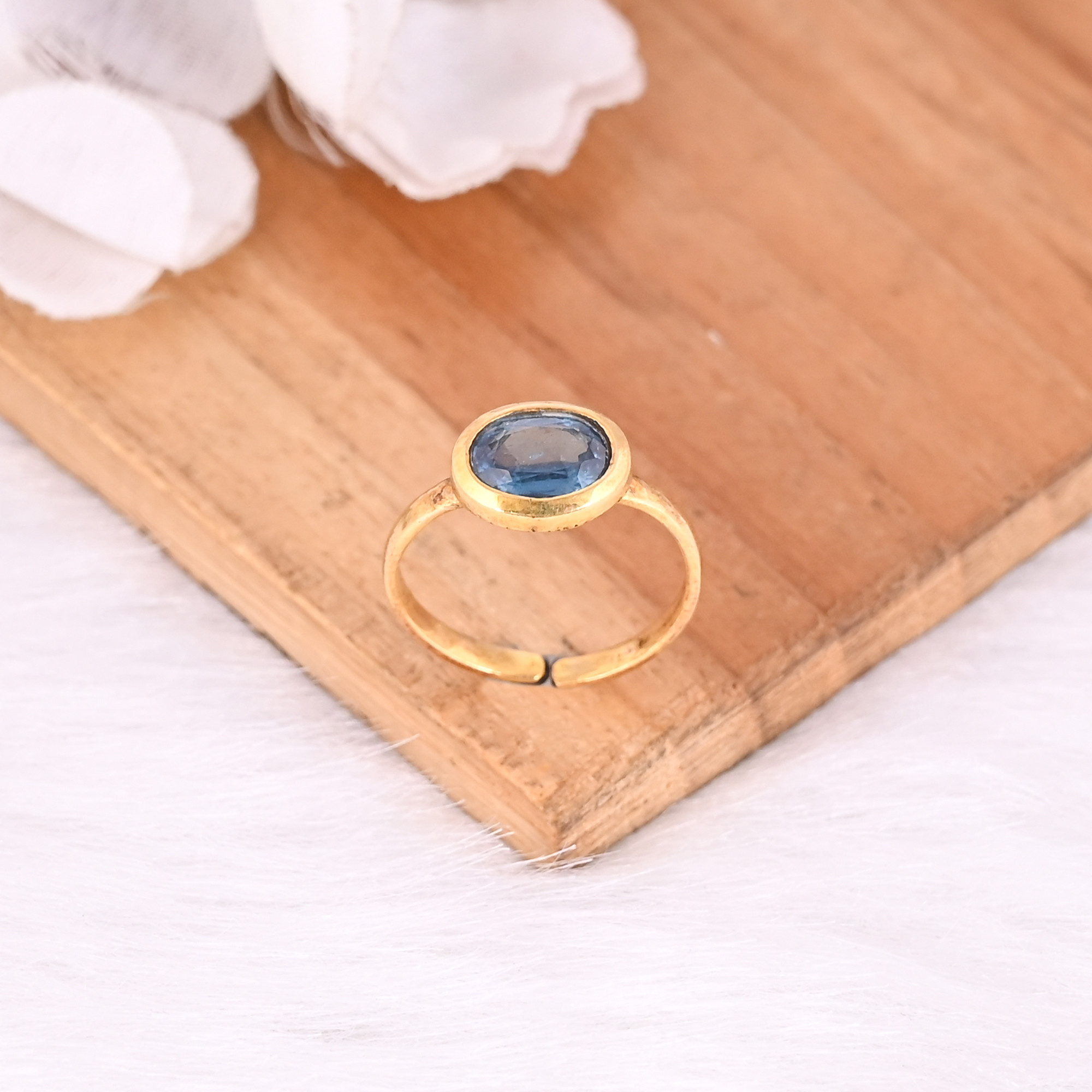 Solid 925 Sterling Silver Natural Mint Kyanite Gemstone Yellow Gold Plated Adjustable Womens Designer Ring