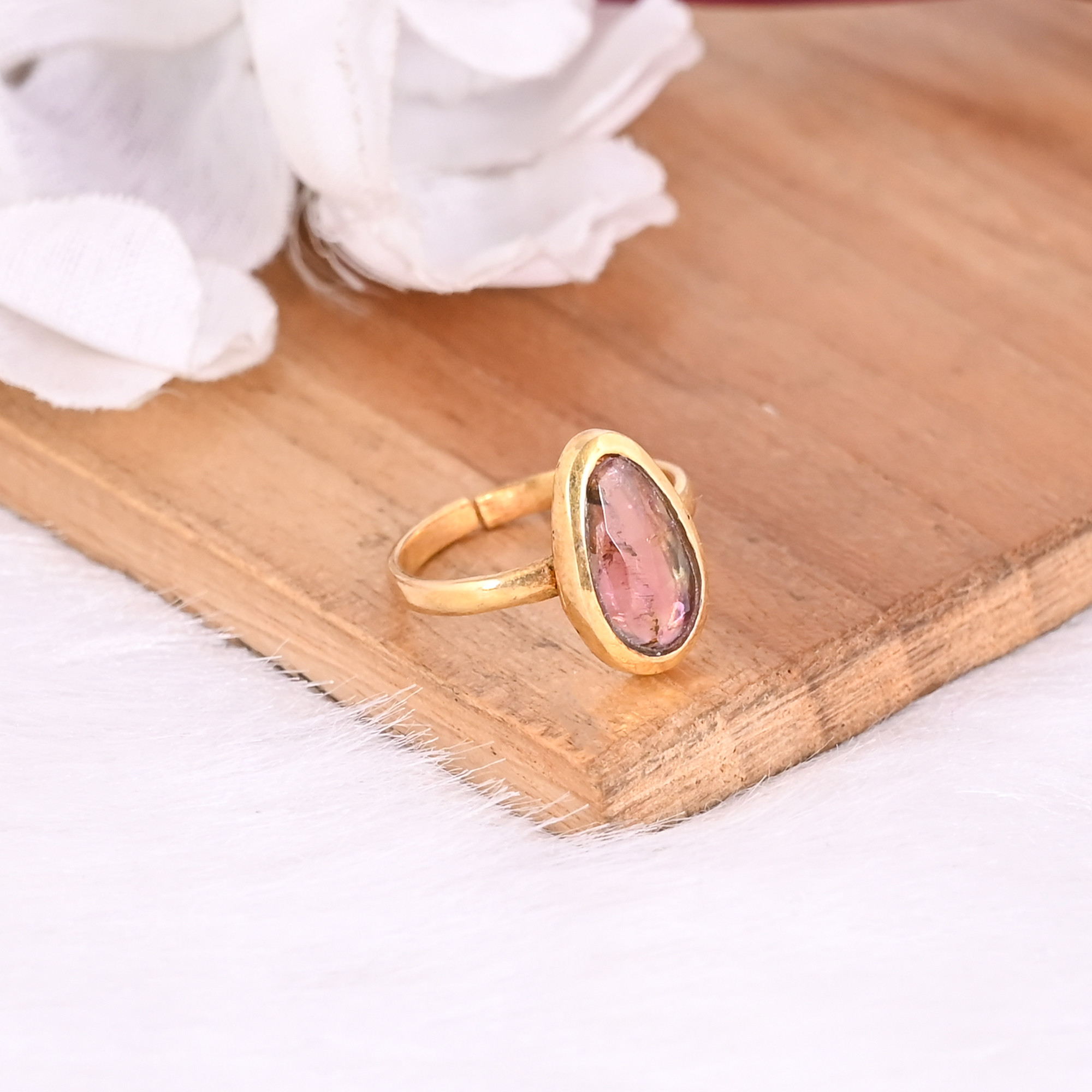 Natural Tourmaline Gemstone Solid 925 Sterling Silver Yellow Gold Plated Fashionable Ring Perfect Gift For Her