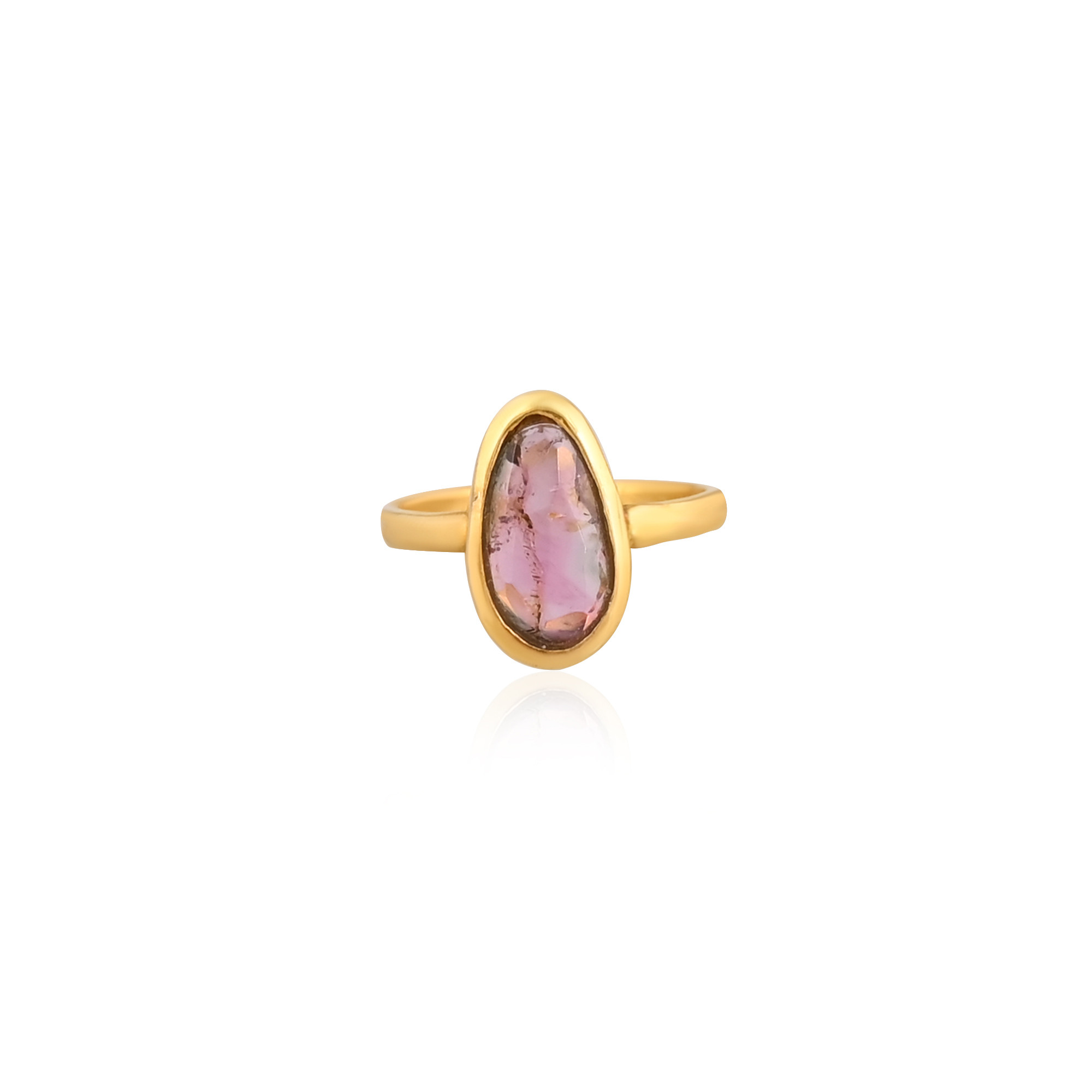 Natural Tourmaline Gemstone Solid 925 Sterling Silver Yellow Gold Plated Fashionable Ring Perfect Gift For Her