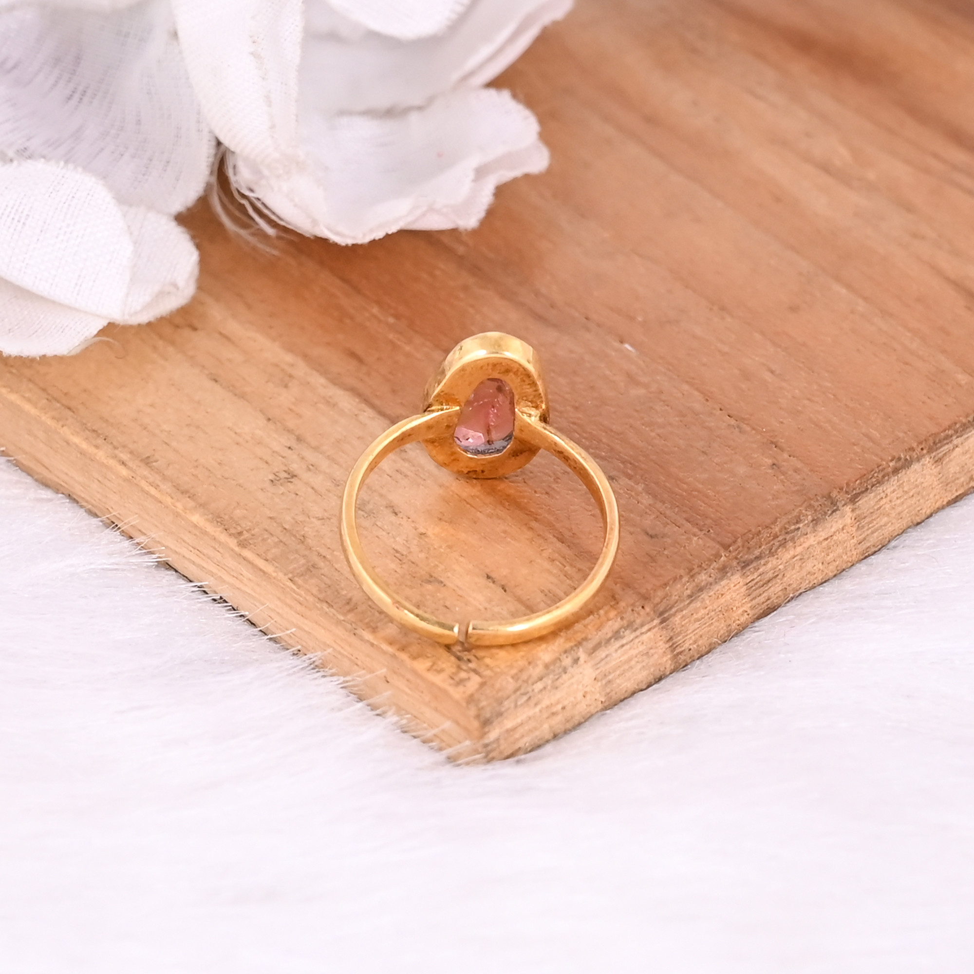 Natural Tourmaline Gemstone Solid 925 Sterling Silver Yellow Gold Plated Fashionable Ring Perfect Gift For Her