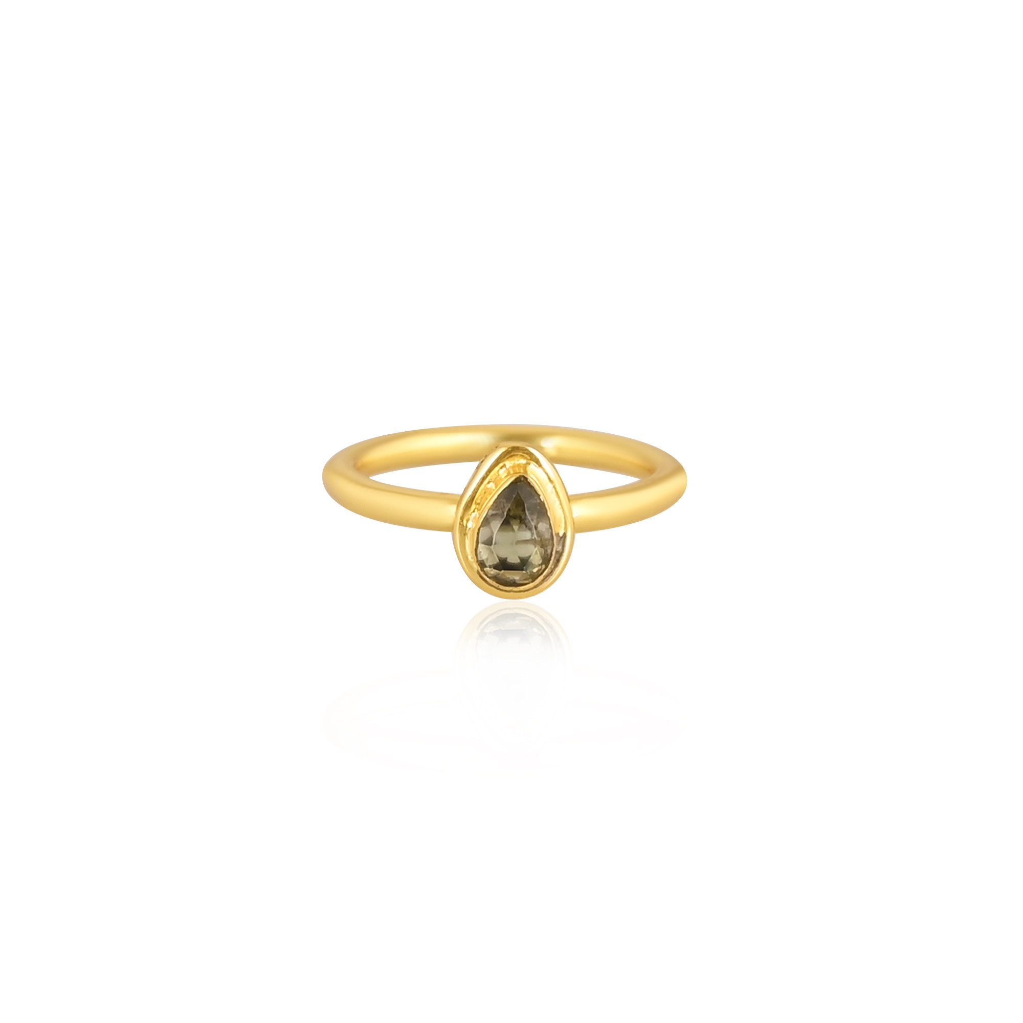 925 Sterling Solid Silver Natural Peridot Gemstone Yellow Gold Plated Adjustable Handmade Stacking Ring