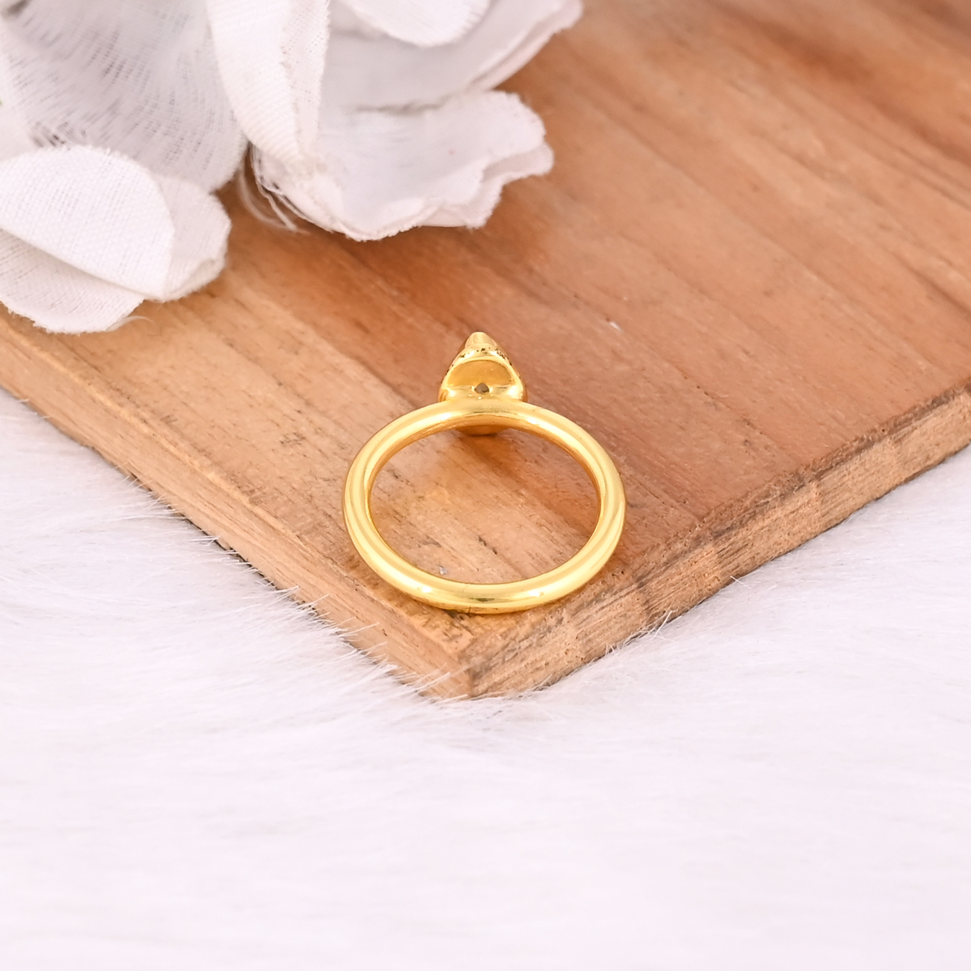 925 Sterling Solid Silver Natural Peridot Gemstone Yellow Gold Plated Adjustable Handmade Stacking Ring