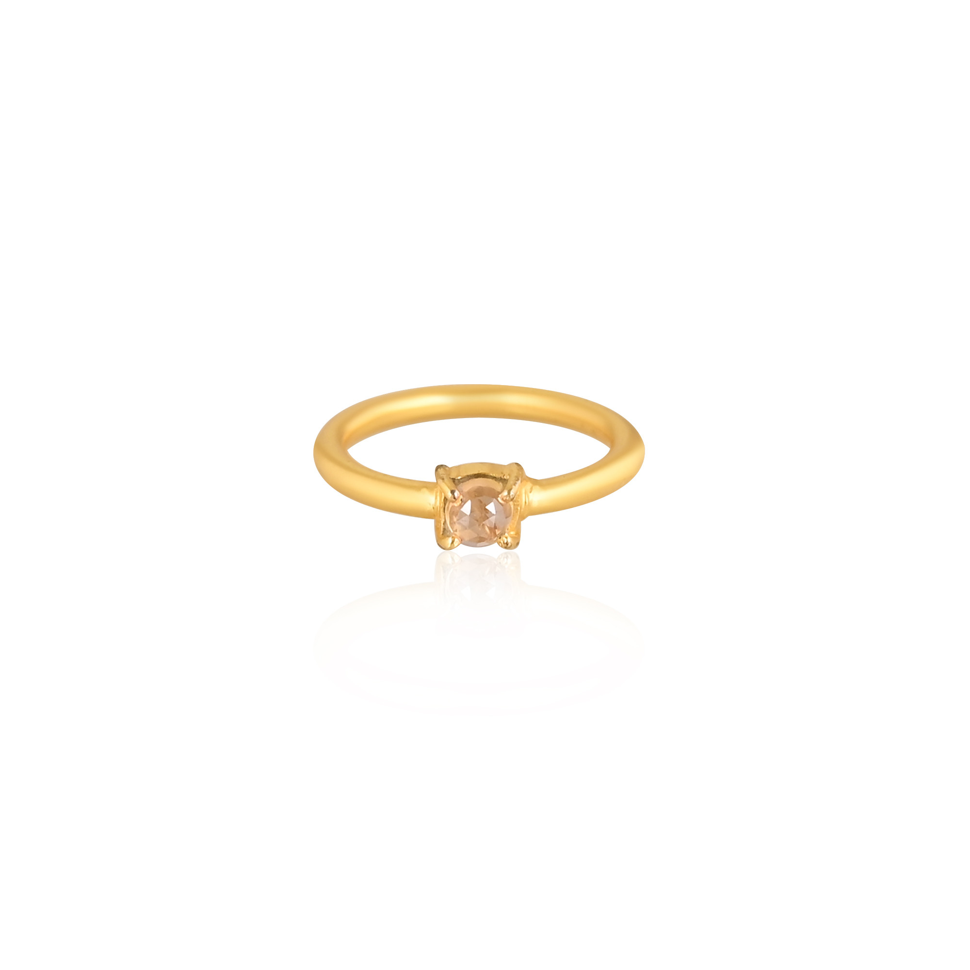 Natural Citrine Gemstone Solid 925 Sterling Silver Yellow Gold Plated Handmade Prong Setting Ring Womens Gift Ring