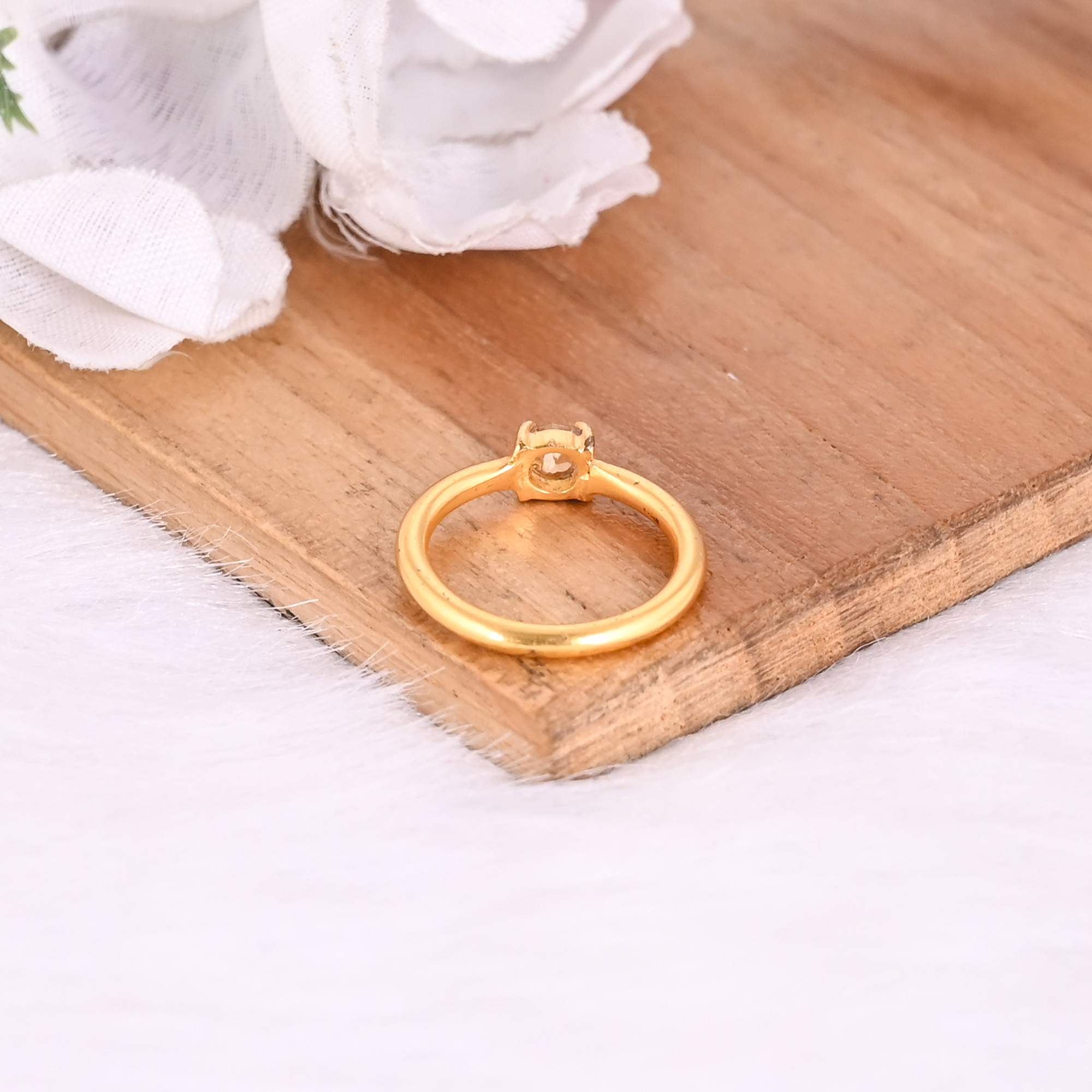 Natural Citrine Gemstone Solid 925 Sterling Silver Yellow Gold Plated Handmade Prong Setting Ring Womens Gift Ring