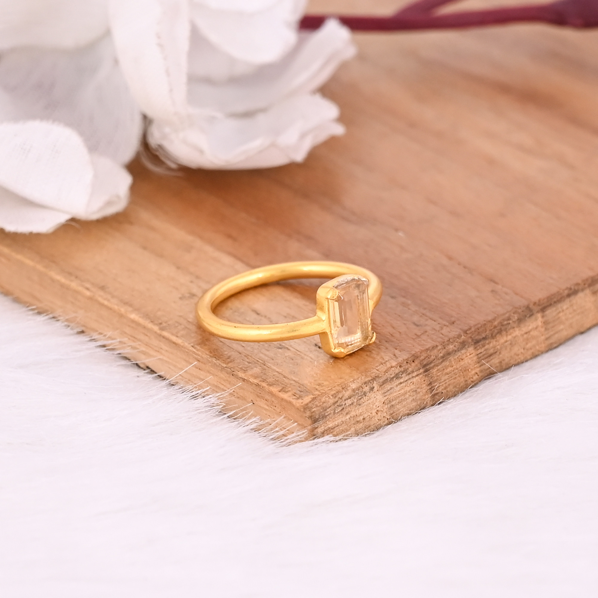 925 Sterling Solid Silver Natural Citrine Gemstone Yellow Gold Plated Handmade Designer Prong Setting Ring