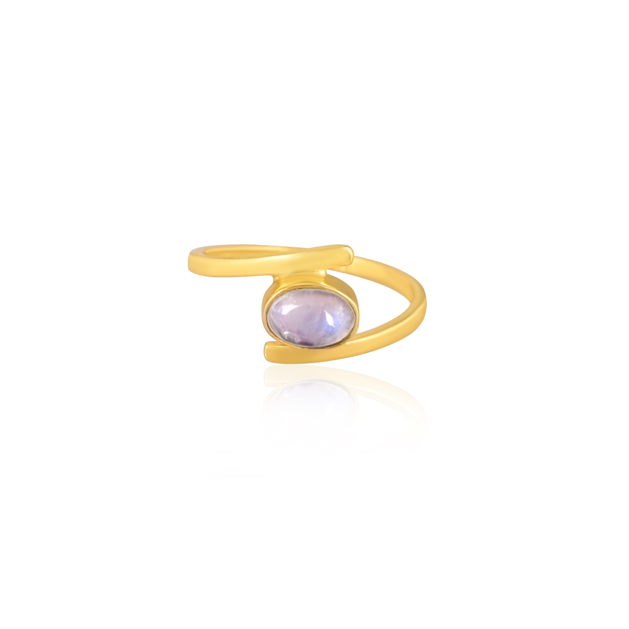 Rainbow Moonstone Gemstone Solid 925 Sterling Silver Yellow Gold Plated Handmade Designer Ring Birthstone Gift
