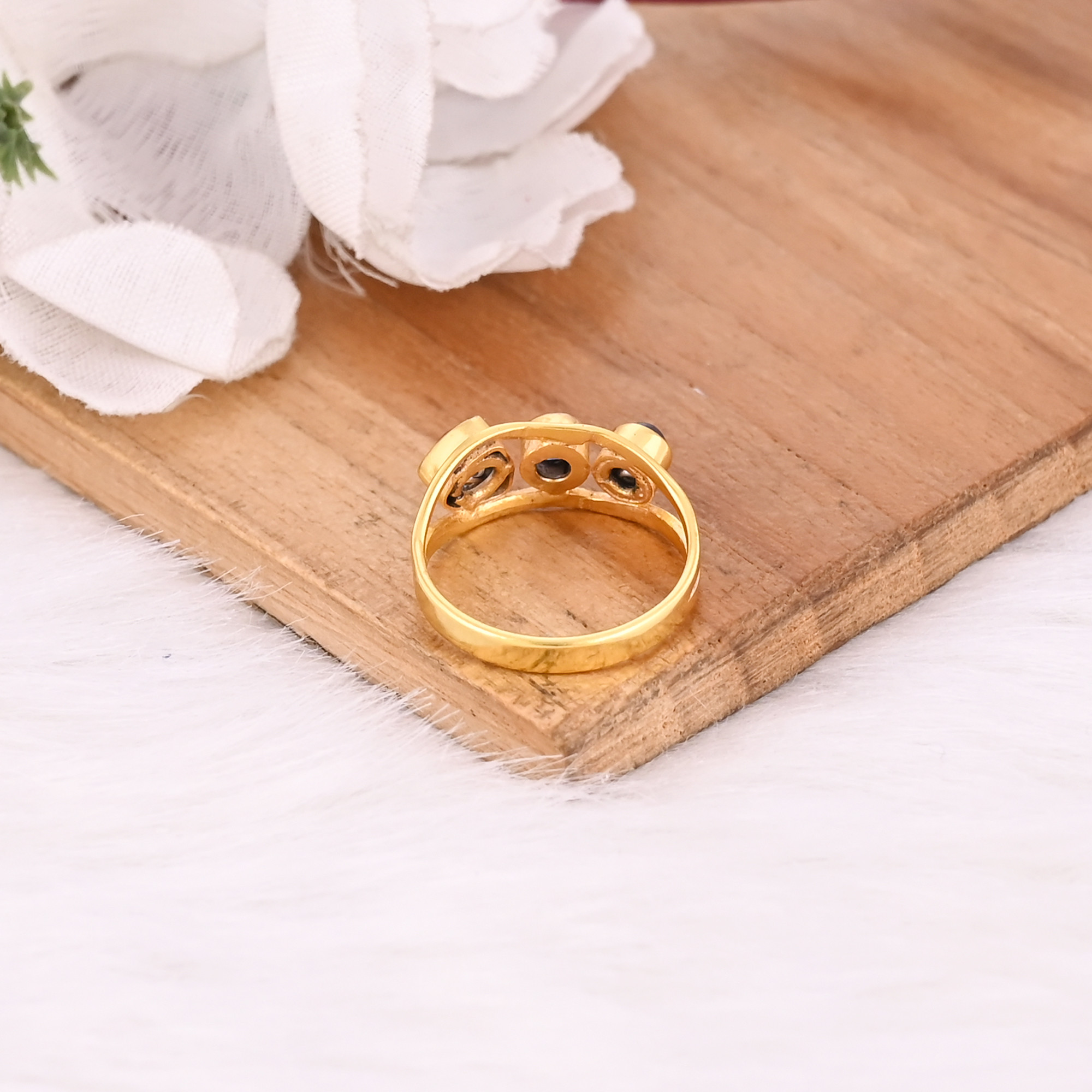 Solid 925 Sterling Silver Kyanite Tanzanite Crystal Quartz Gemstone Yellow Gold Plated Designer Ring