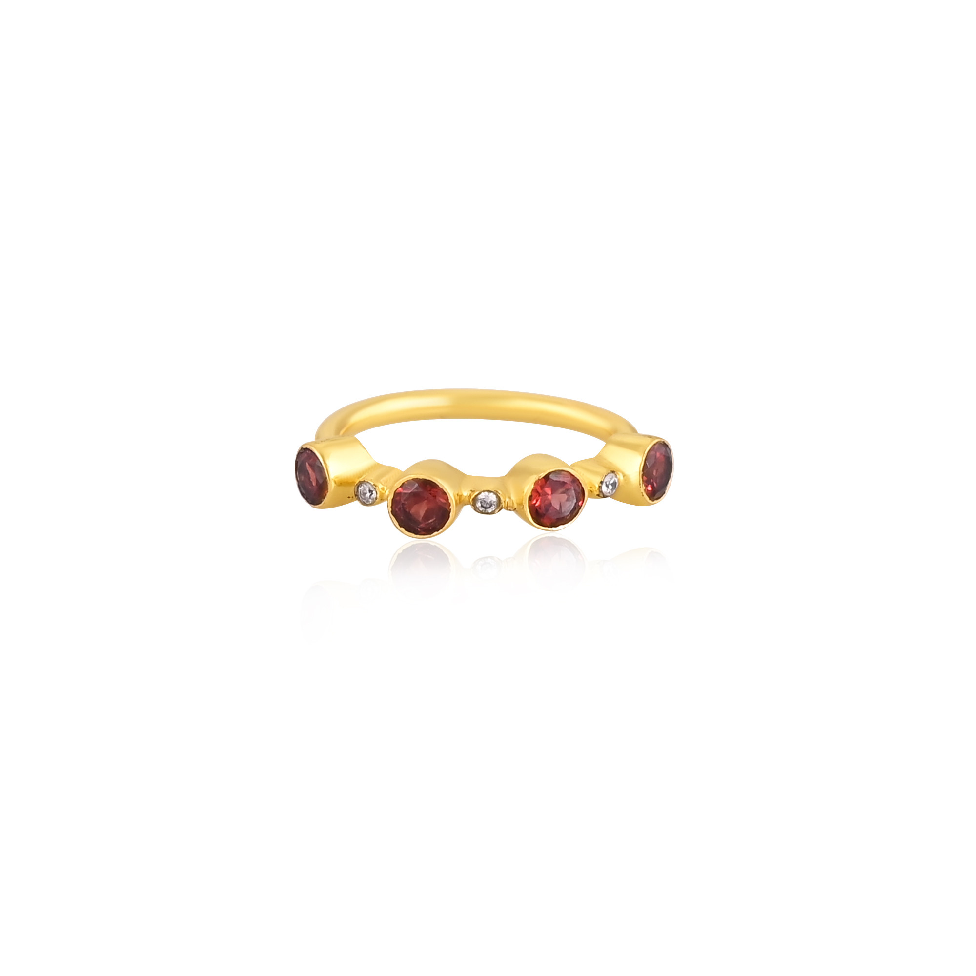 925 Sterling Solid Silver Natural Garnet Gemstone Yellow Gold Plated Wedding Engagement Ring eternity Band Jewelry