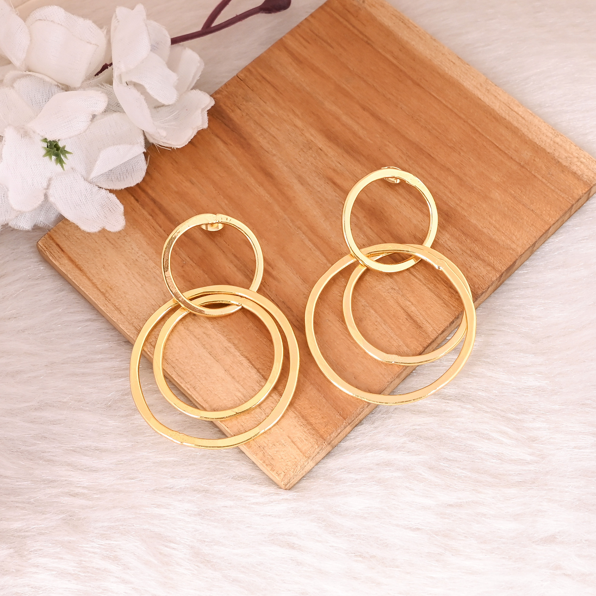 Wholesale Lot 25 Pairs Brass Yellow Gold Plated Round Circle Designer Stud Earring Jewelry