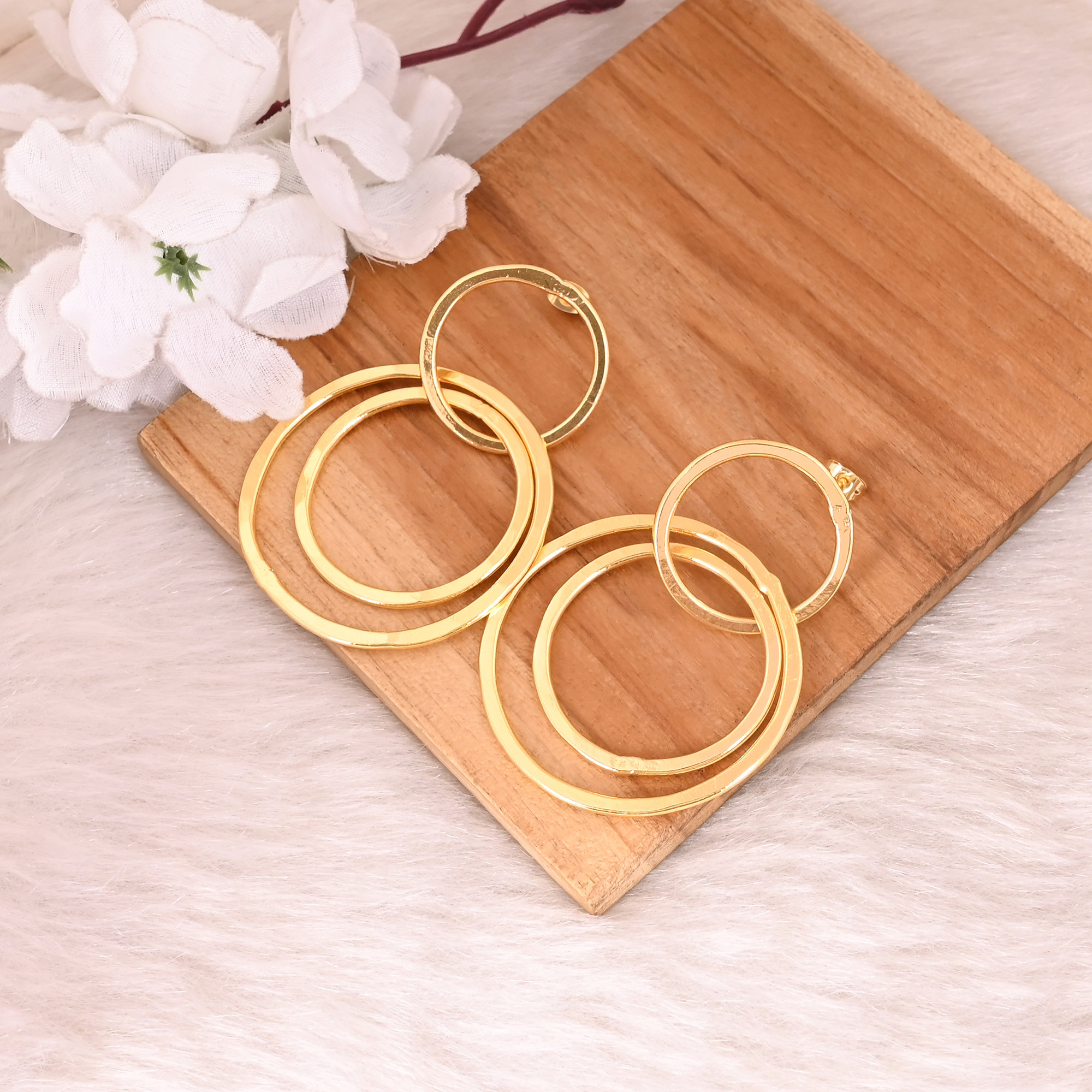 Wholesale Lot 25 Pairs Brass Yellow Gold Plated Round Circle Designer Stud Earring Jewelry