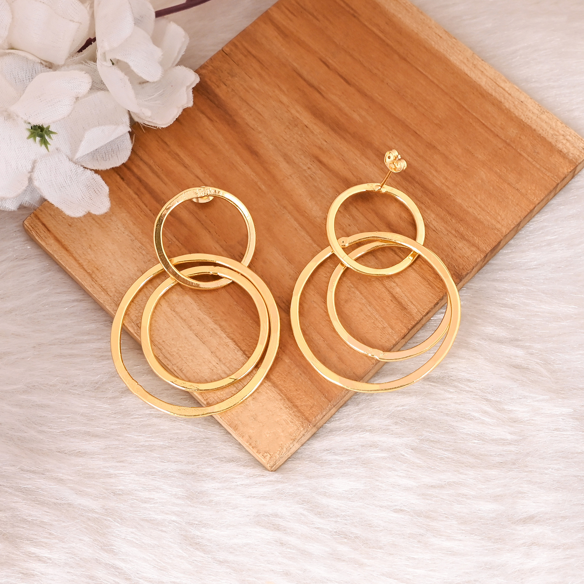 Wholesale Lot 25 Pairs Brass Yellow Gold Plated Round Circle Designer Stud Earring Jewelry