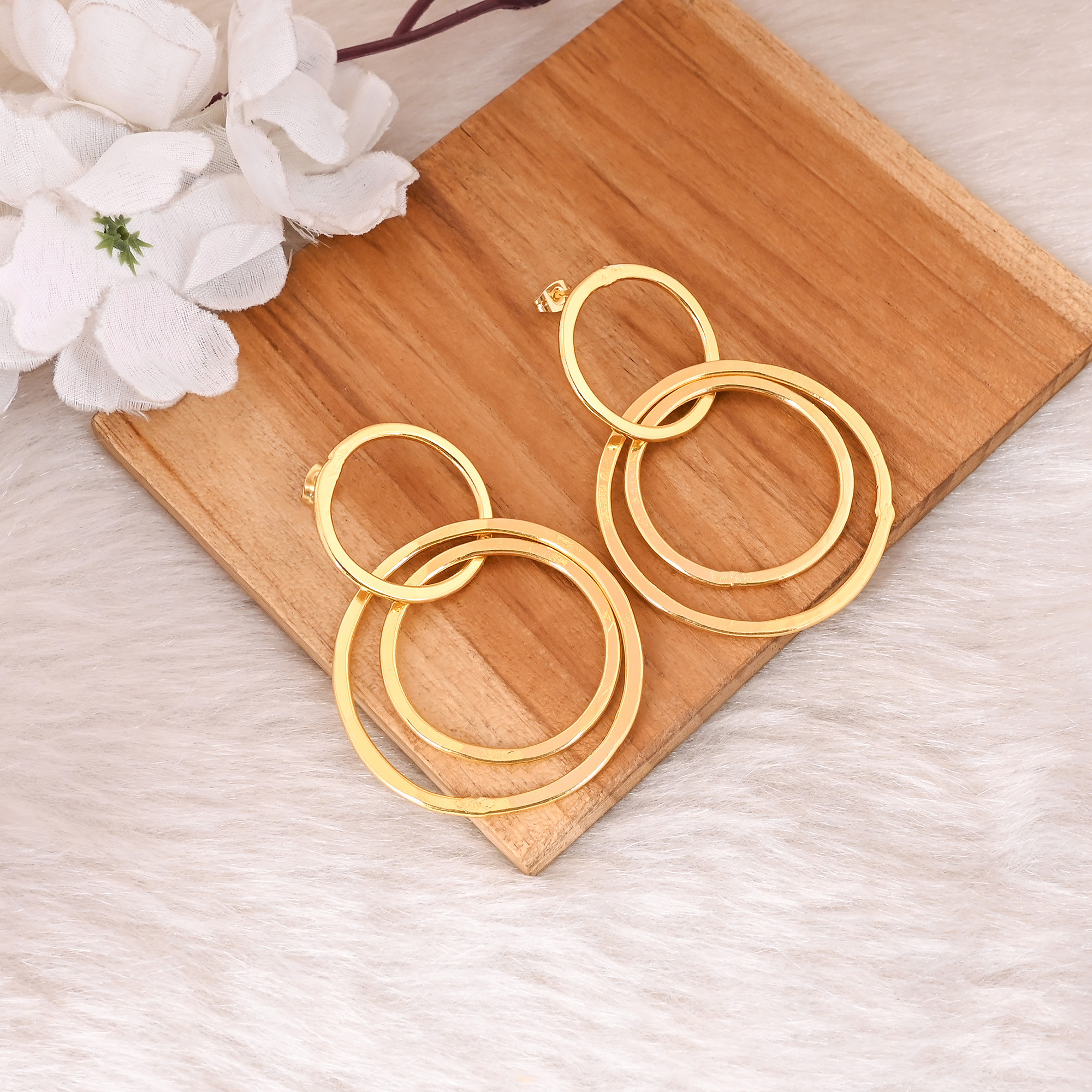 Wholesale Lot 25 Pairs Brass Yellow Gold Plated Round Circle Designer Stud Earring Jewelry