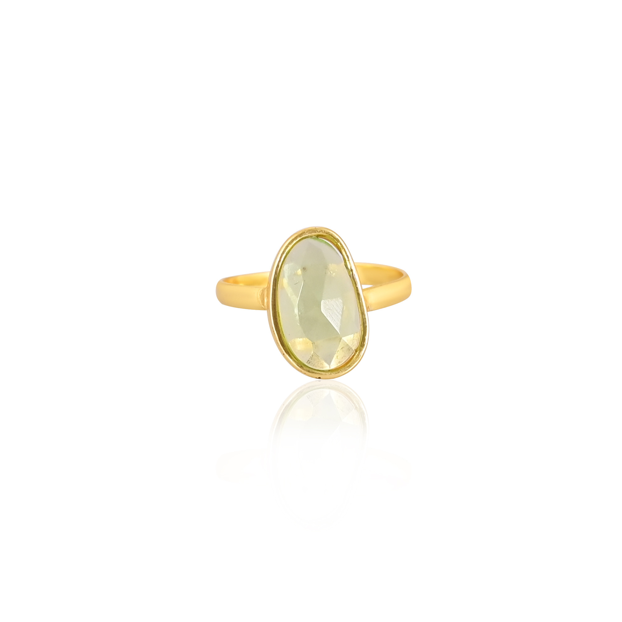 Peridot Hydro Gemstone Solid 925 Sterling Silver Yellow Gold Plated Designer Band Adjustable Ring Womens Fine Jewelry