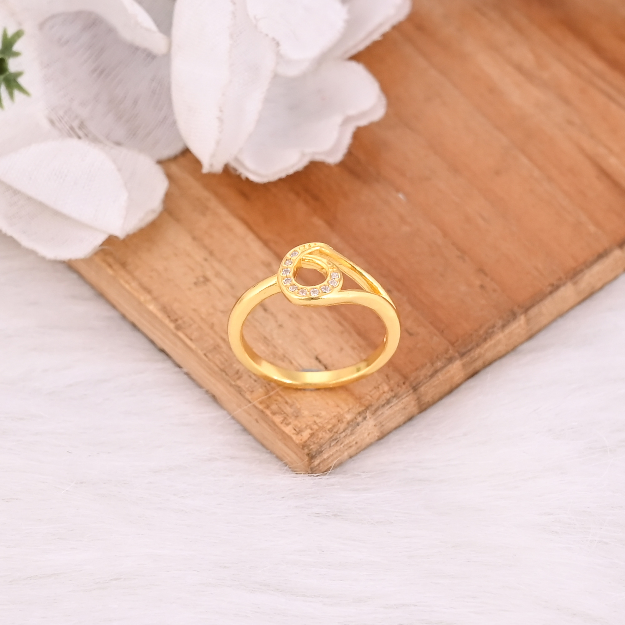 White Cz Solid 925 Sterling Silver Yellow Gold Plated Handmade Stacking Ring Wedding Anniversary Gif