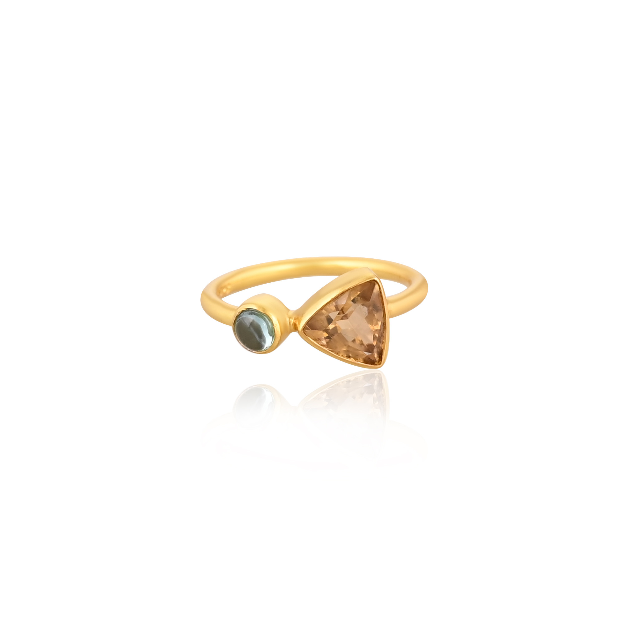 Natural Citrine Blue Topaz Gemstone Solid 925 Sterling Silver Yellow Gold Plated Wedding Gift Ring Jewelry