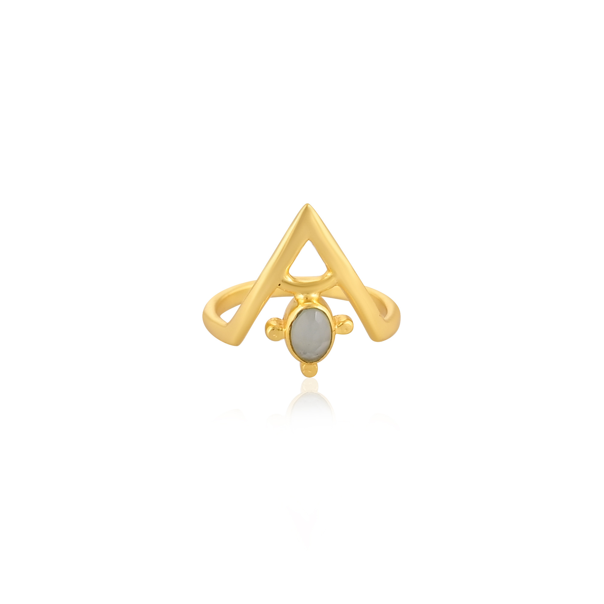 Aqua Chalcedony Gemstone Solid 925 Sterling Silver Yellow Gold Plated Handmade Boho Ring Statement Jewelry