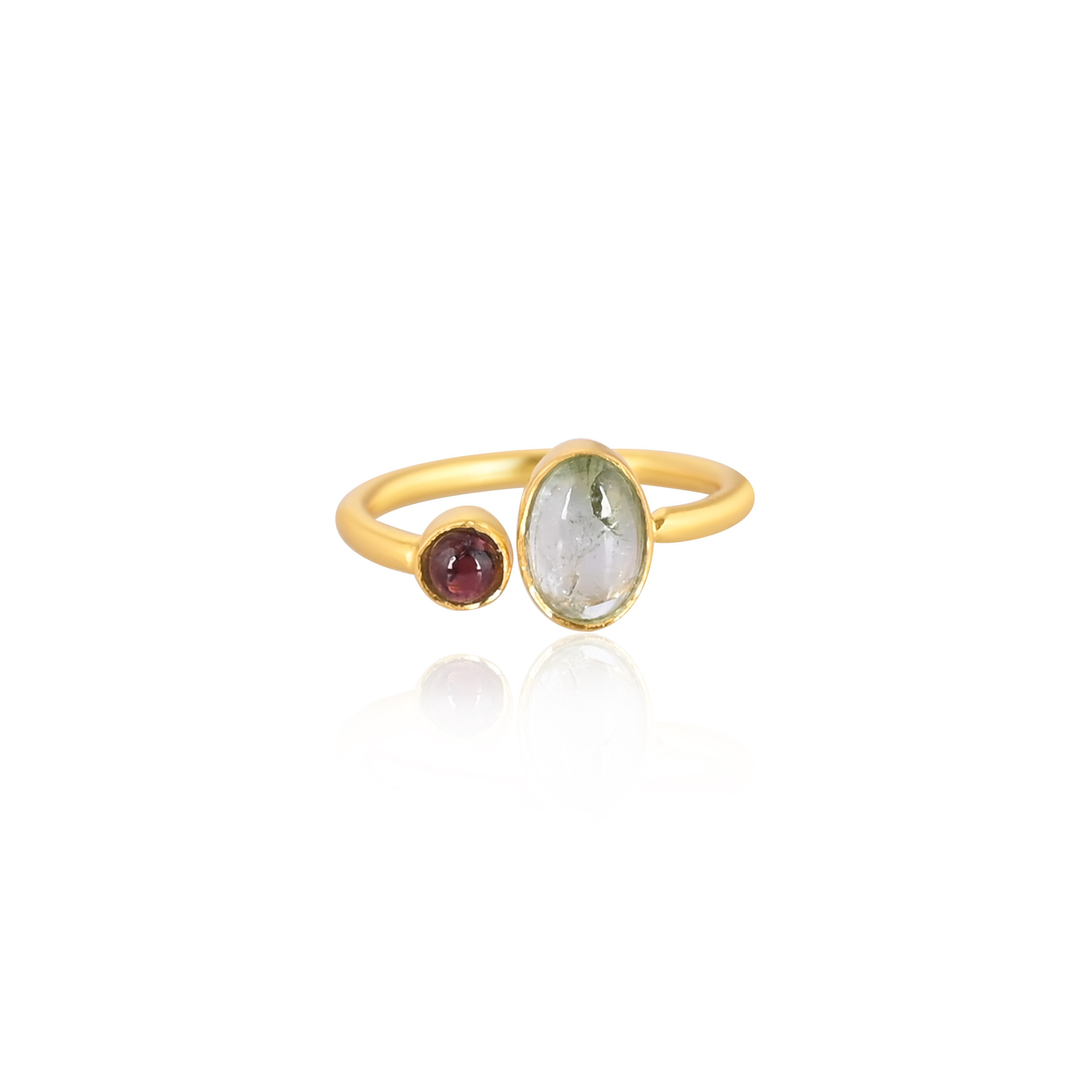 Natural Tourmaline Gemstone Solid 925 Sterling Silver Yellow Gold Plated Adjustable Ring Engagement Gift Jewelry
