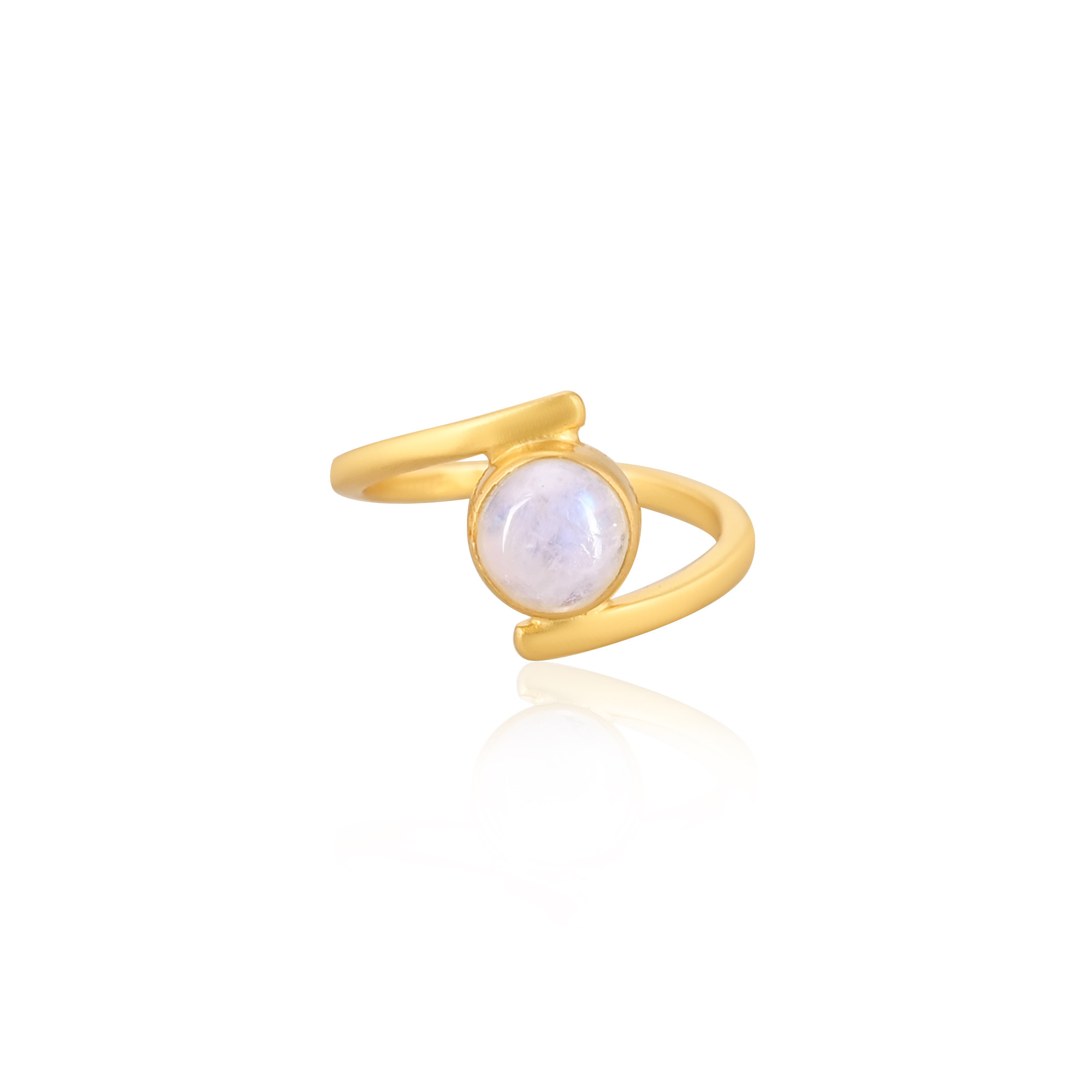 Natural Moonstone Gemstone Solid 925 Sterling Silver Yellow Gold Plated Handmade Ring Dainty Jewelry