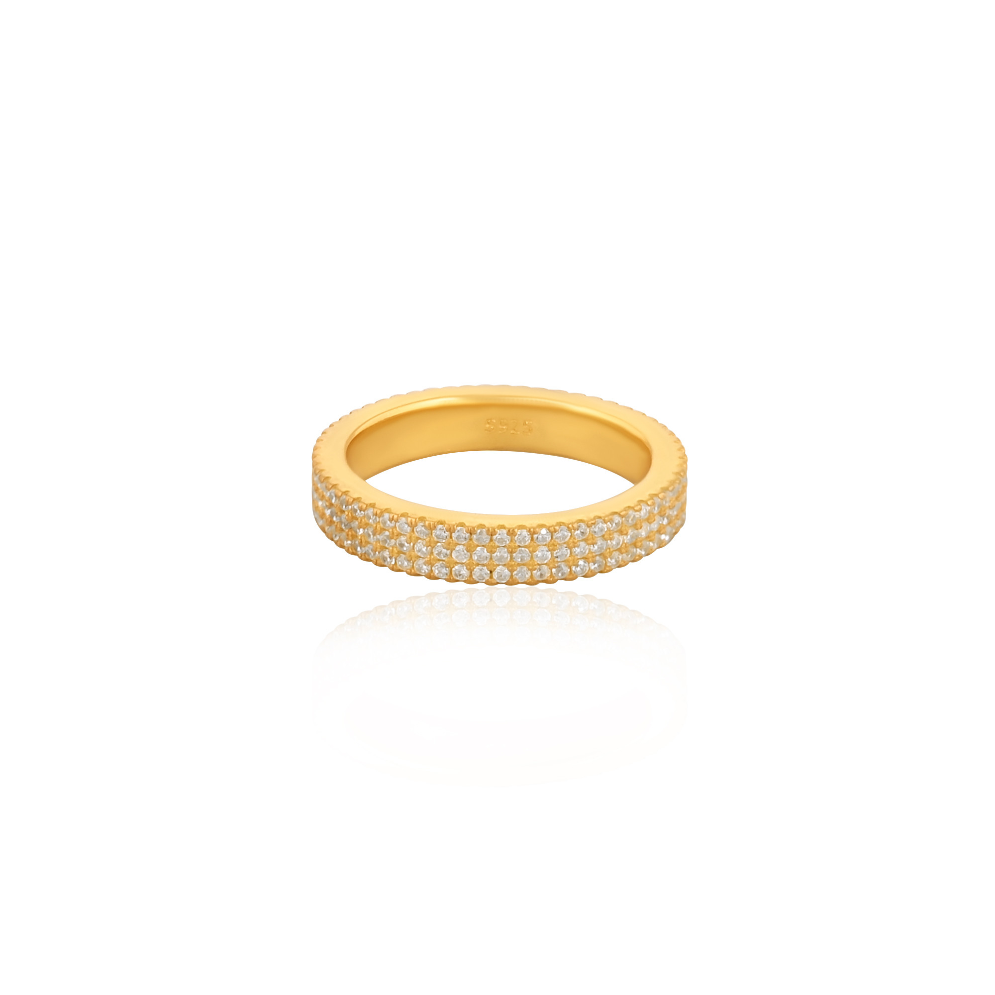 White Cz Solid 925 Sterling Silver Yellow Gold Plated Handmade Designer Band Ring Wedding Engagement Gift