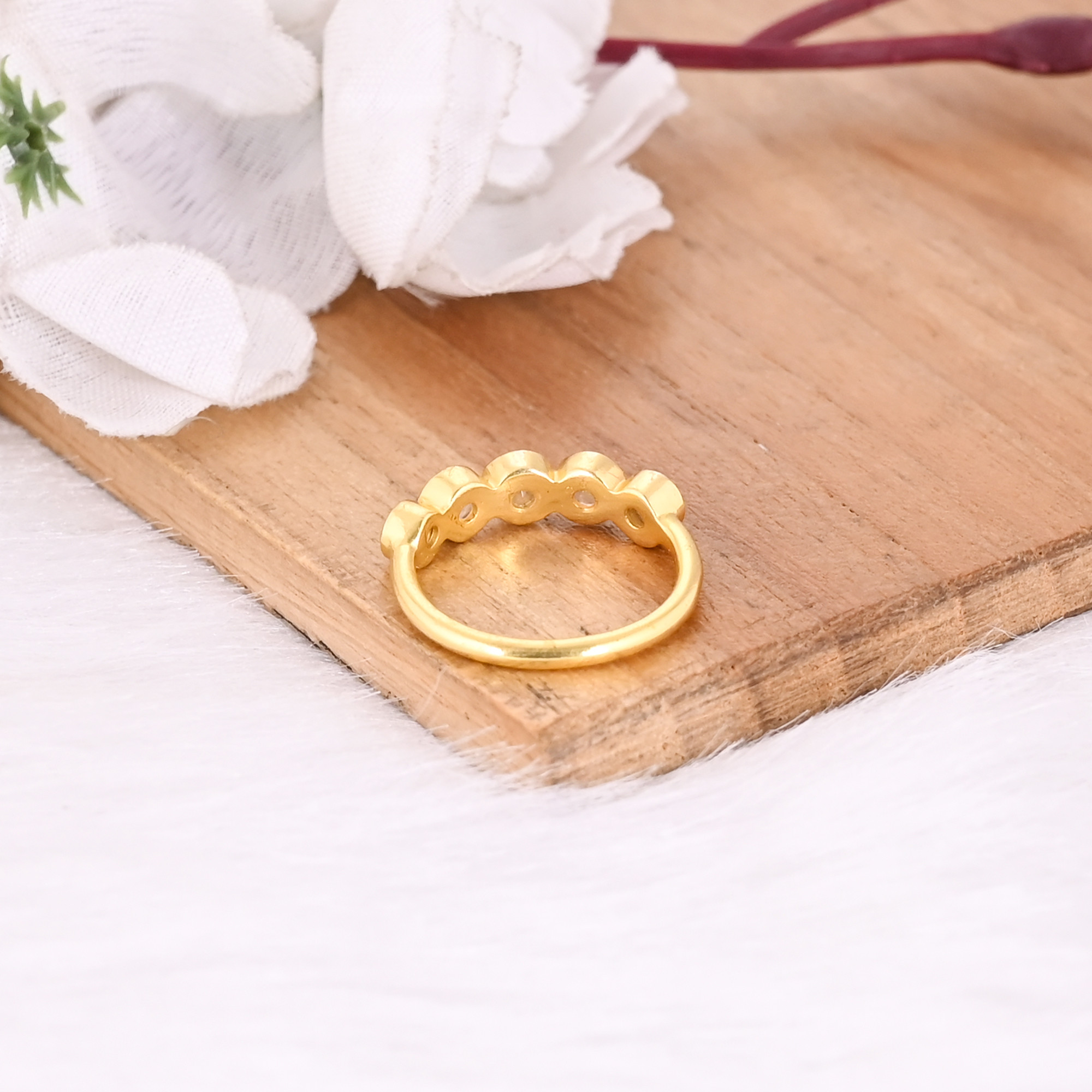 Natural Ethiopian Opal Gemstone Solid 925 Sterling Silver Yellow Gold Plated Designer Band Eternity Ring