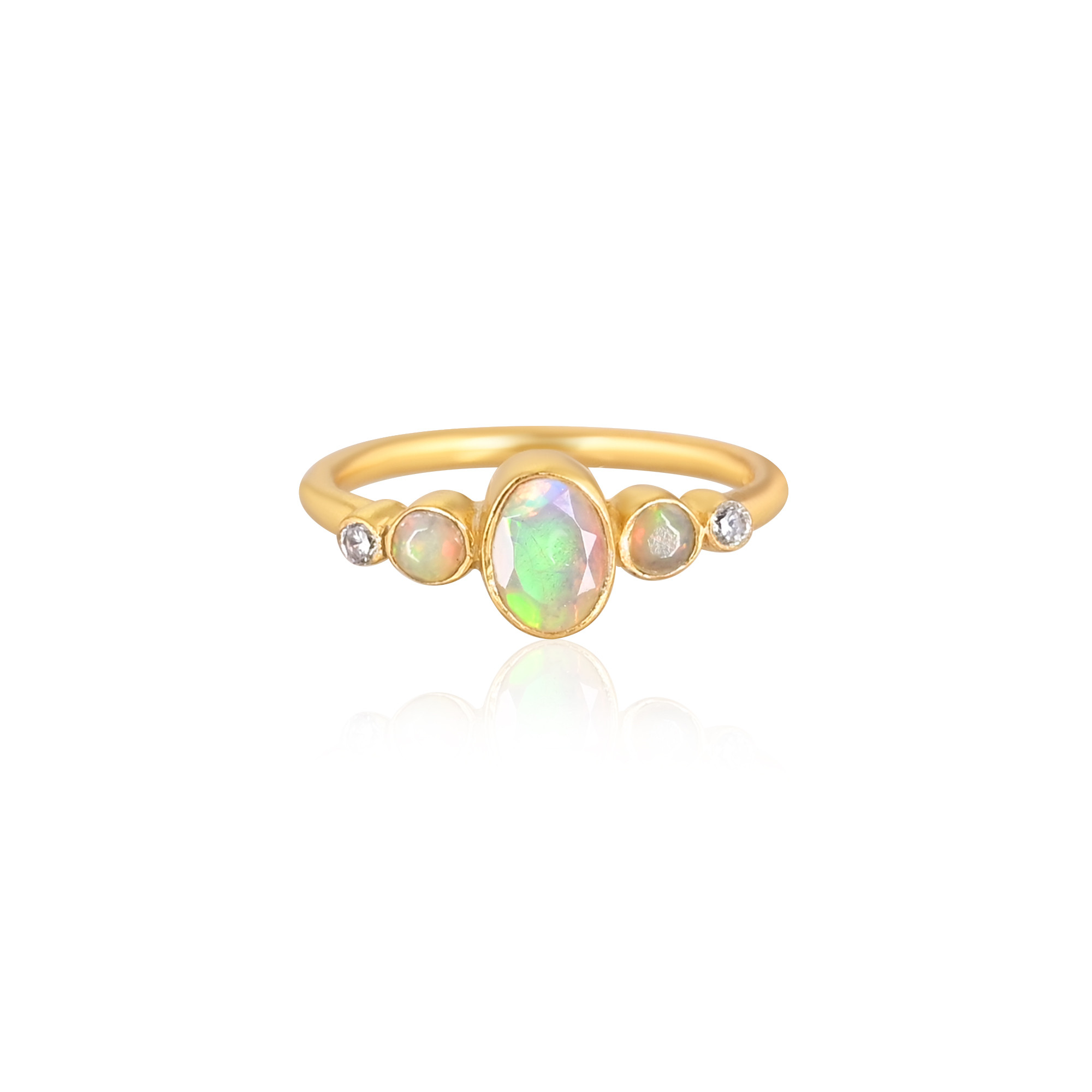 Natural Ethiopian Opal Gemstone Solid 925 Sterling Silver Yellow Gold Plated Minimalist Ring Perfect Gifts