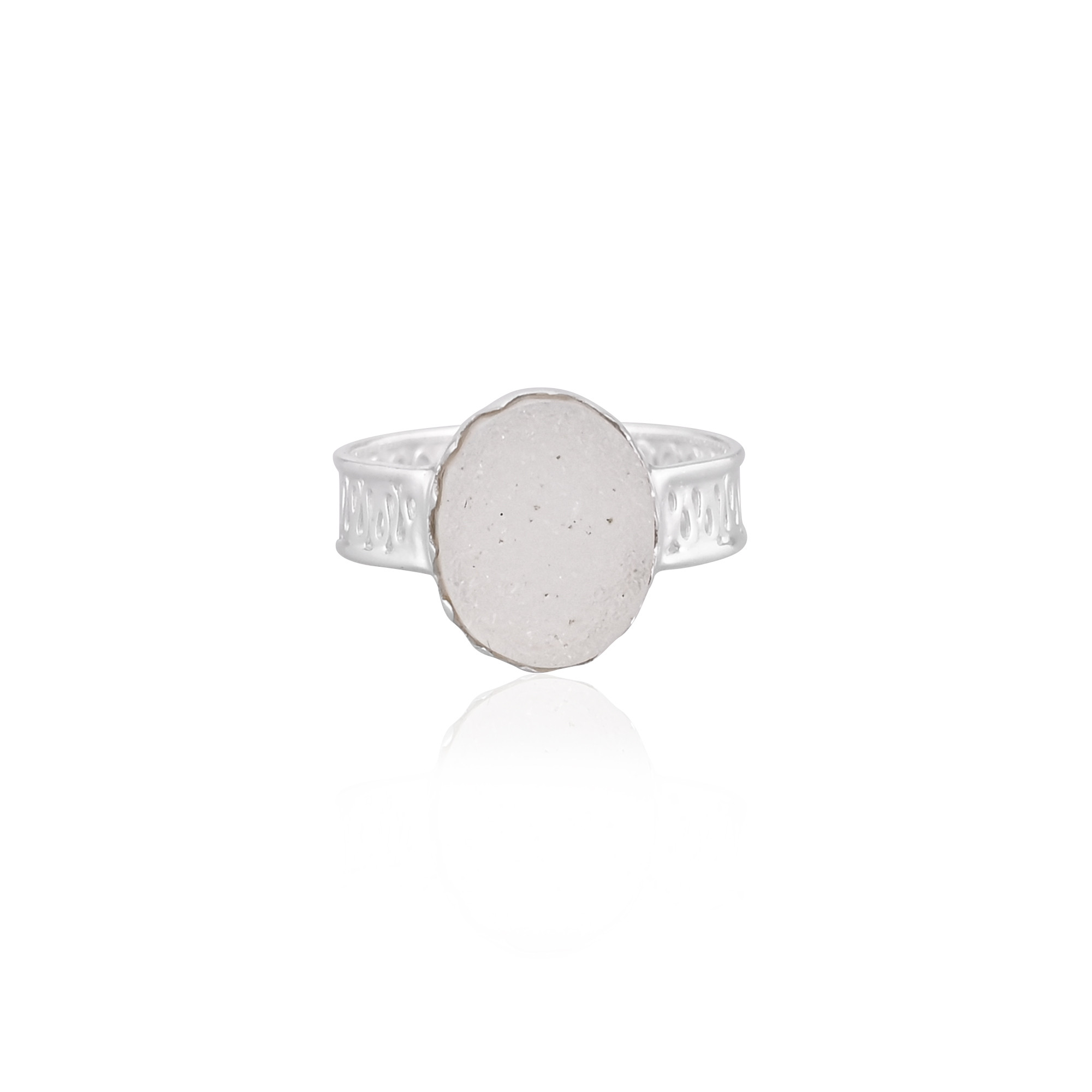 White Druzy Gemstone Solid 925 Sterling Silver Silver Plated Handmade Designer Wedding Jewelry Rough Stone Jewelry