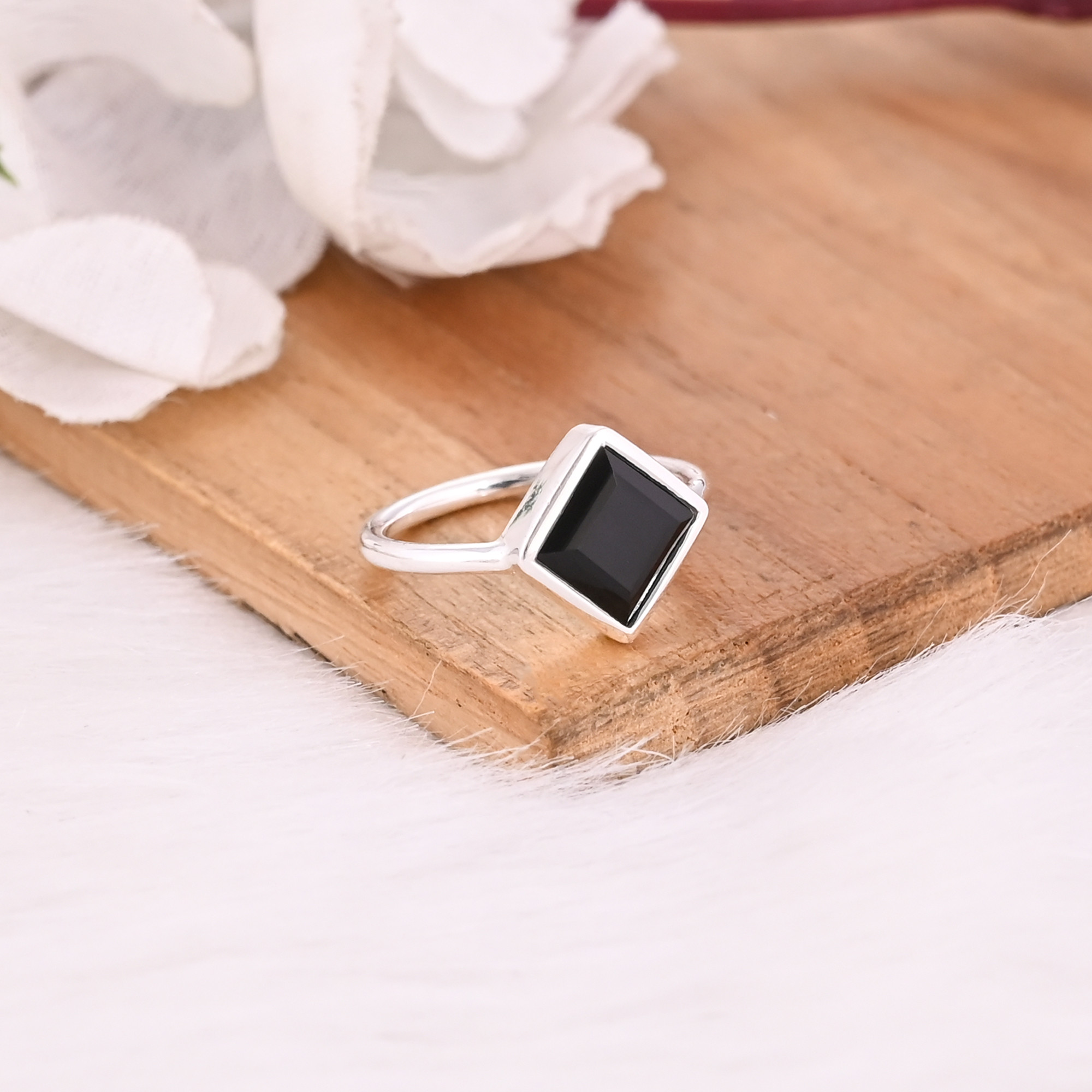 Natural Black Onyx Gemstone Solid 925 Sterling Silver Silver Plated Handmade Designer Birthstone Jewelry